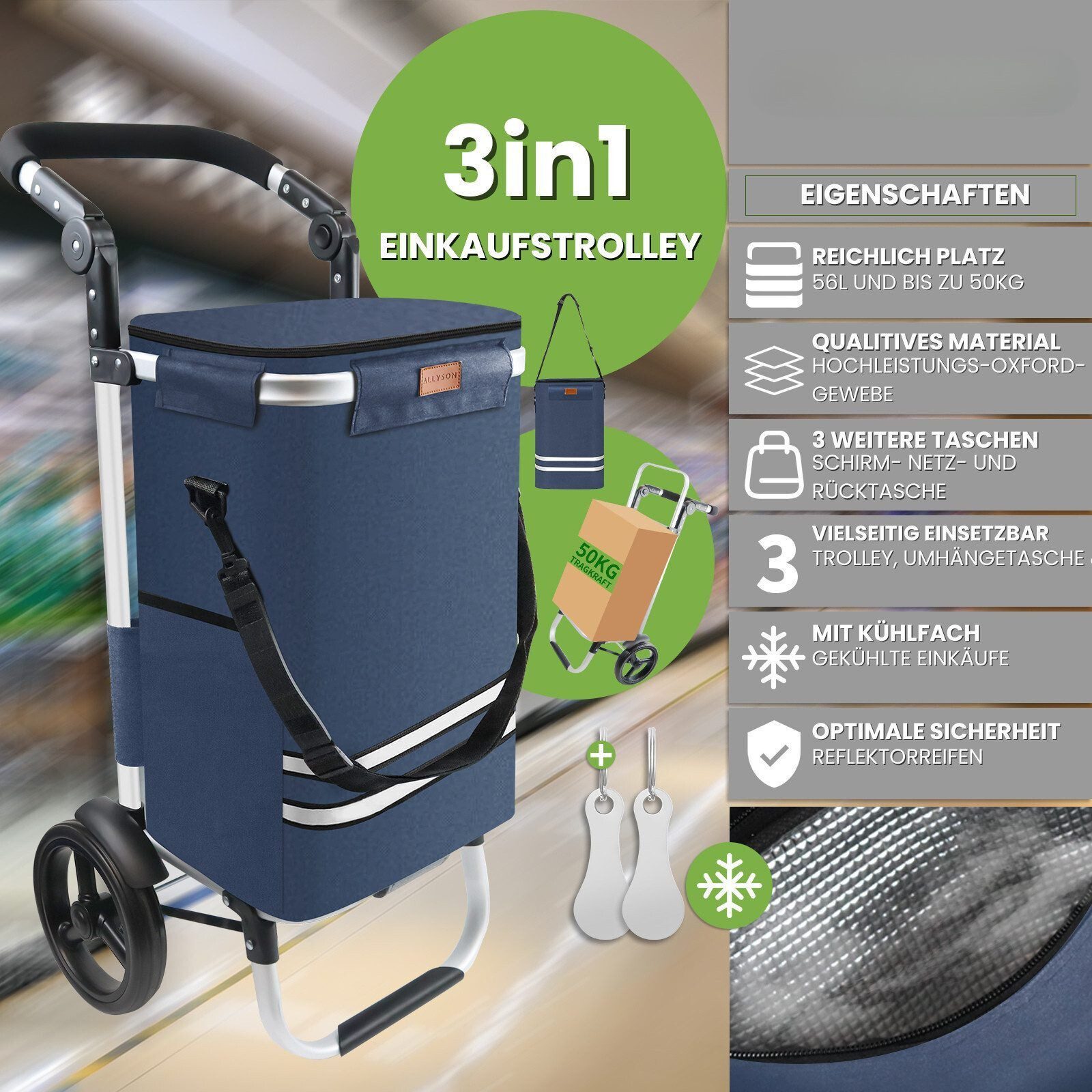 Allyson Einkaufstrolley Einkaufswagen klappbar, Einkauftrolley mit günstig online kaufen