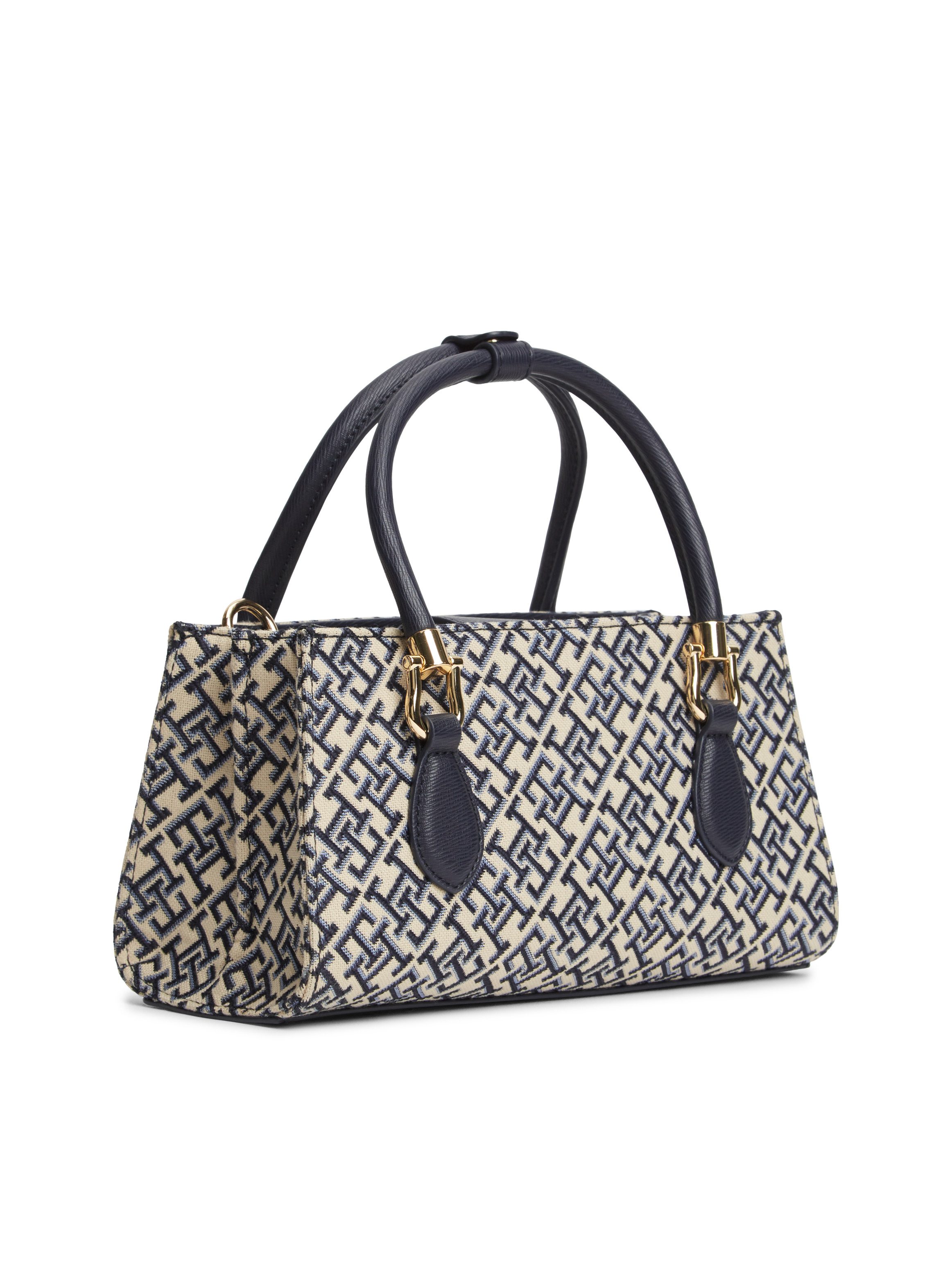 Tommy Hilfiger Henkeltasche TH GRACE MINI SATCHEL JACQUARD, Damen Umhängetasche, Handtasche mit edler TH-Stickerei