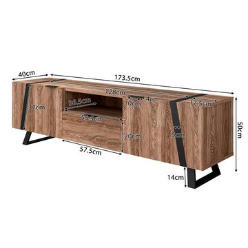 Ulife Lowboard TV-Schrank, Holzoptik Fernsehschrank, Wohnzimmer, aus Holz, B:173cm