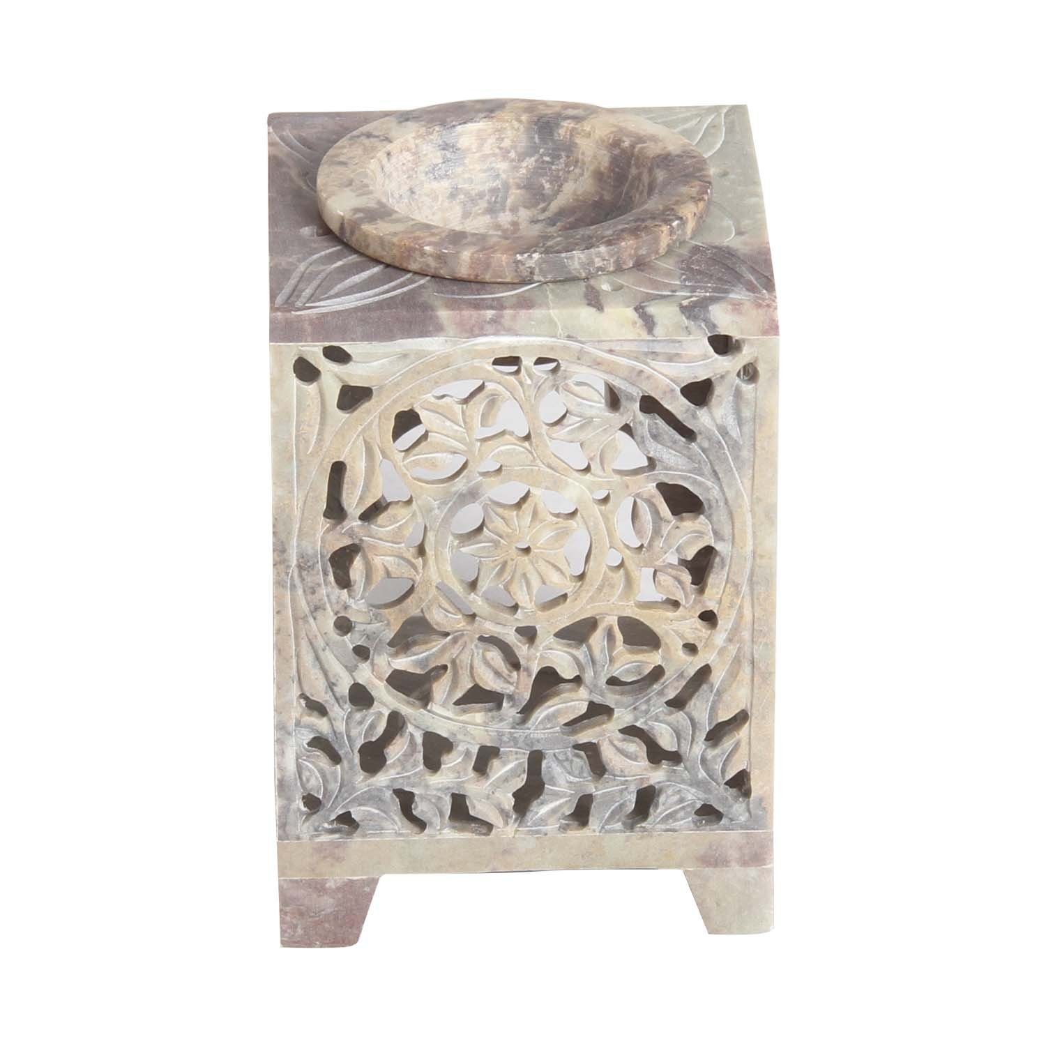Casa Moro Duftlampe Orientalische Öl aus Duftlampe handgeschnitzt (B/T/H) Teelicht-Halter cm Aromatherapie, Diffusor, SL3080 8x8x11 Aromalampe, ätherisches Soapstone für Shiva-2