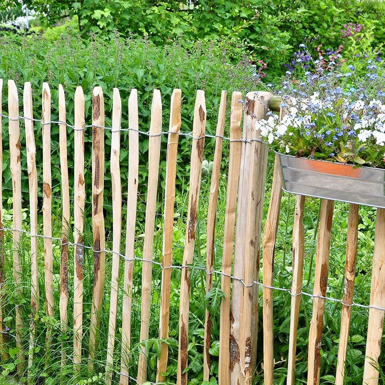 BURI Sichtschutzstreifen Staketenzaun 0,9x5m Gartenzaun Holzzaun Gartenteichzaun Rollzaun