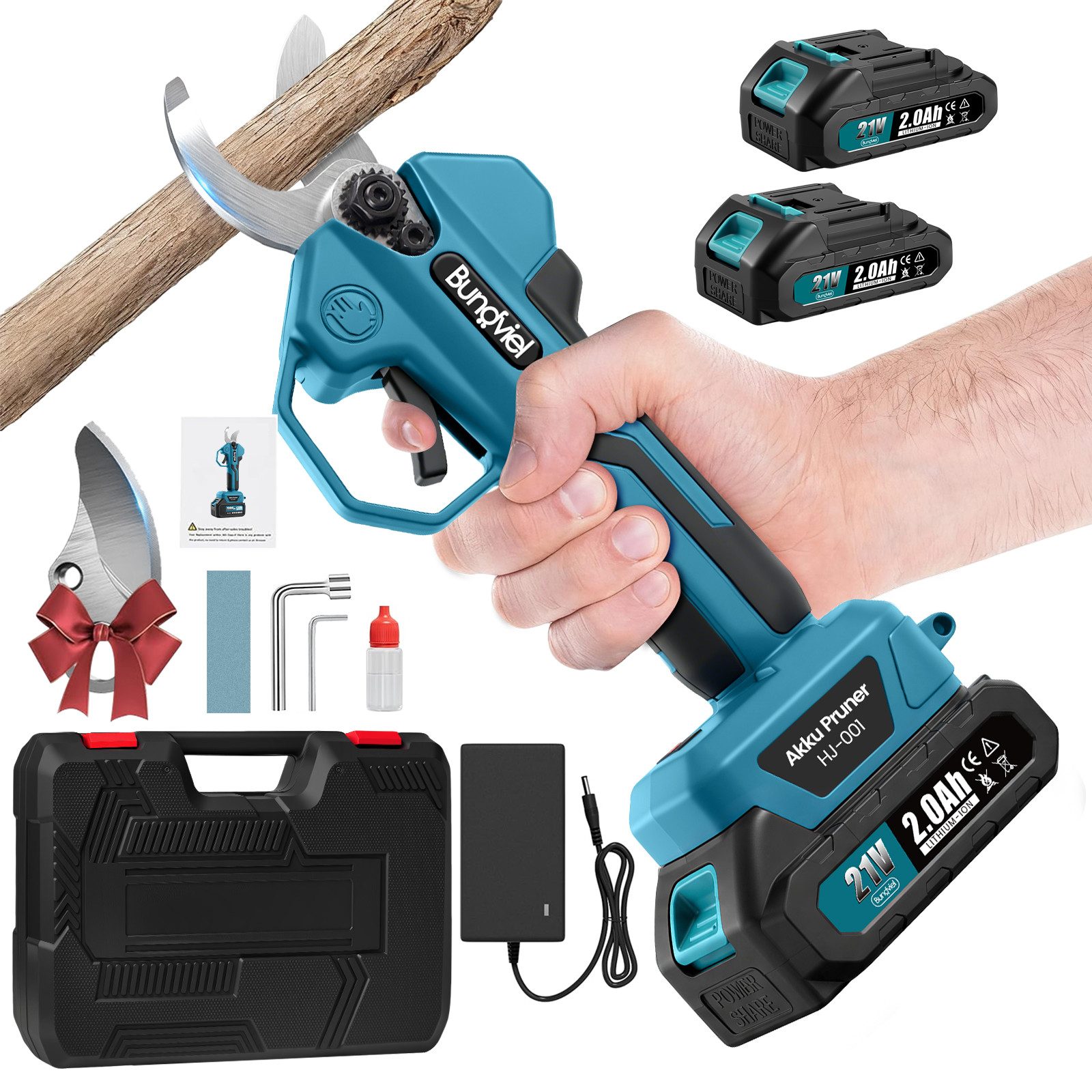 Bundviel Akku-Astschere 21V.Elektrische Gartenschere-Akku Astschere Baumschere Rosenschere