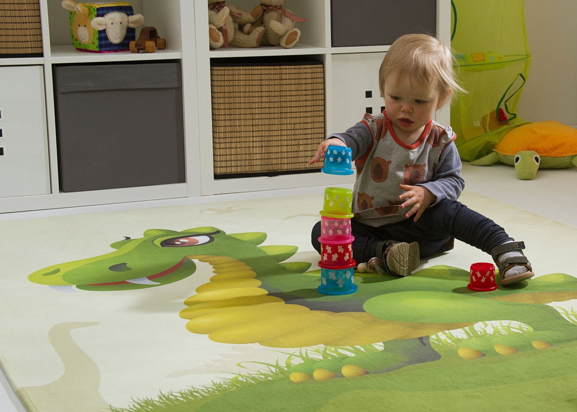 Steffensmeier Kinderteppich Rexi, Rechteckig, Dino, Kinderzimmer günstig online kaufen