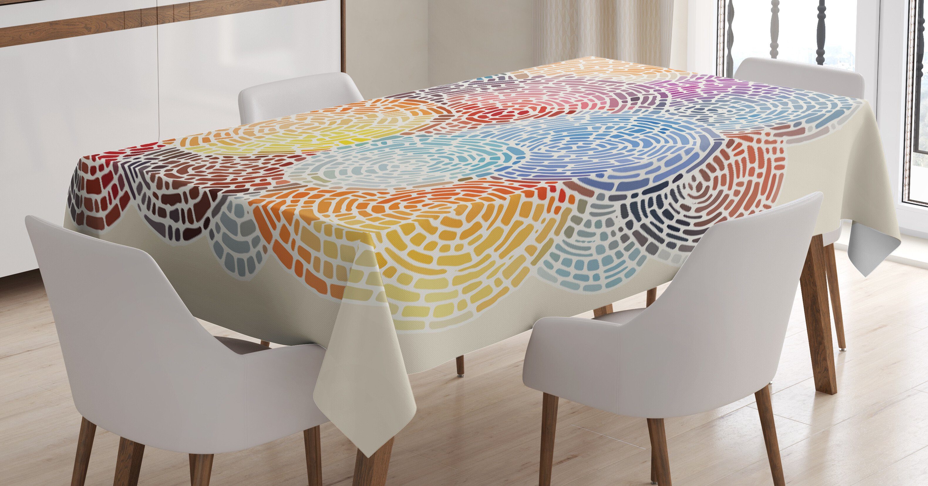Abakuhaus Tischdecke Farbfest Waschbar Für den Außen Bereich geeignet Klare Farben, Bunt Abstrakte Mosaik Spots