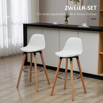 HOMCOM Barhocker 2er-Set Küchenhocker, Barstuhl mit Fußstützen (Tresenstuhl, 2 St., Küchenstuhl), für Esszimmer, Küche, Kunstleder, Weiß, 38,5 x 42,5 x 91 cm