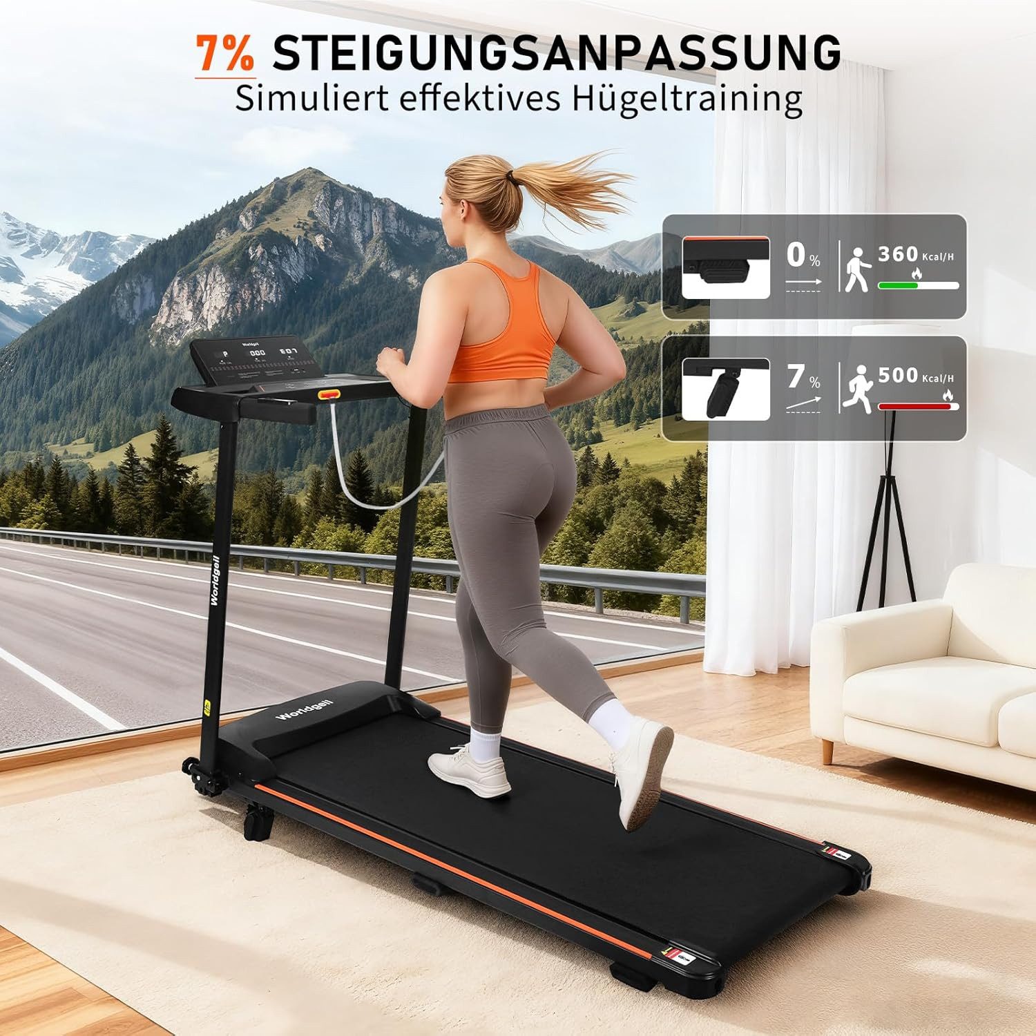 ZMH Laufband für Zuhause 14 km/h - Laufband Schreibtisch Klappbar mit Steigung 7%, LCD-Display, 2.0HP Walking Jogging Pad, Fernbedienung