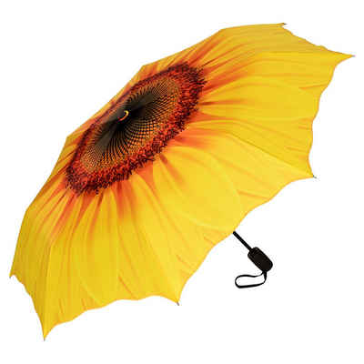 von Lilienfeld Taschenregenschirm Motivschirm Blüte Sonnenblume Stabil Leicht Kompakt, Blumenmuster