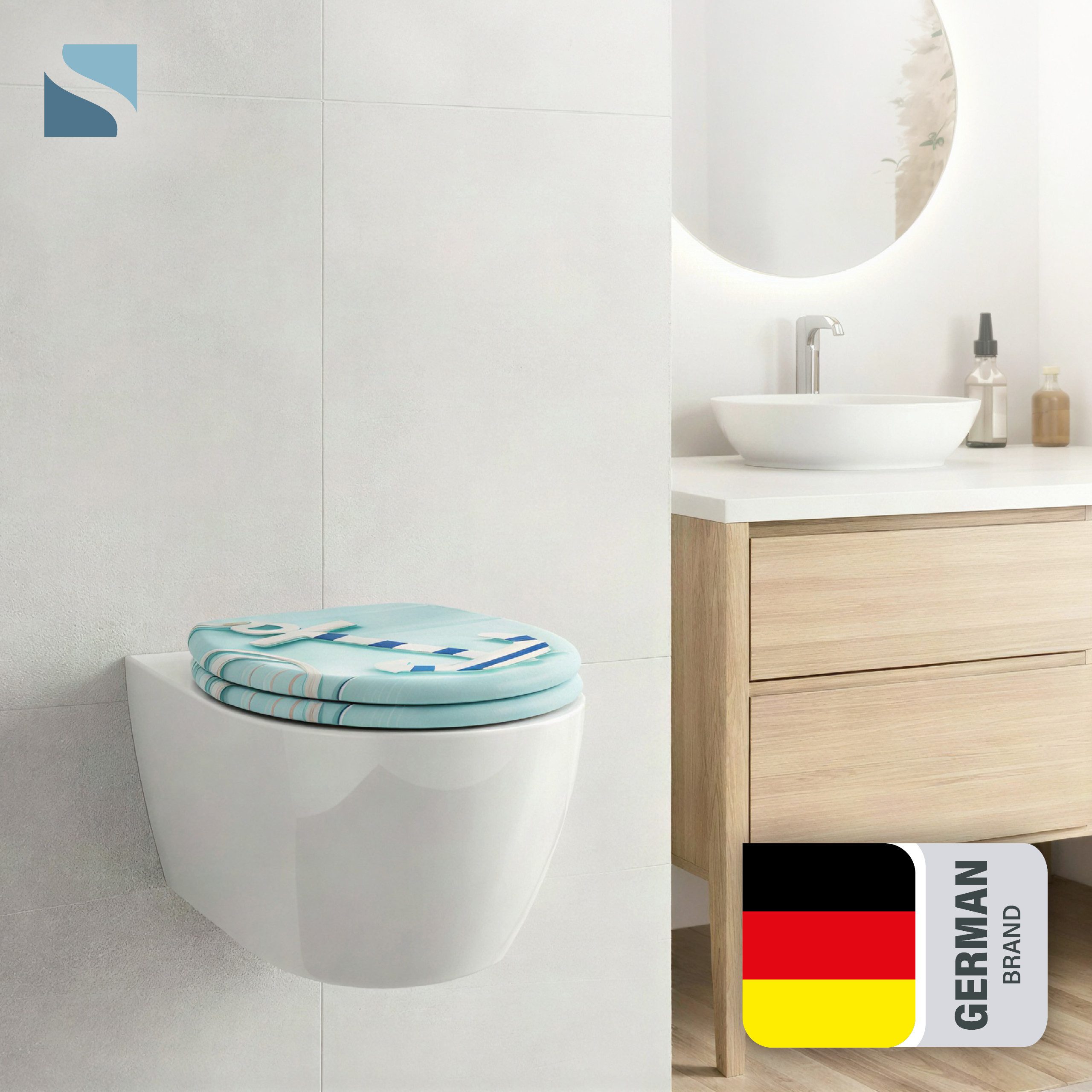 Schütte WC-Sitz ANCHOR, Toilettendeckel, Absenkautomatik, Schnellverschluss, O-Form, bis 175kg