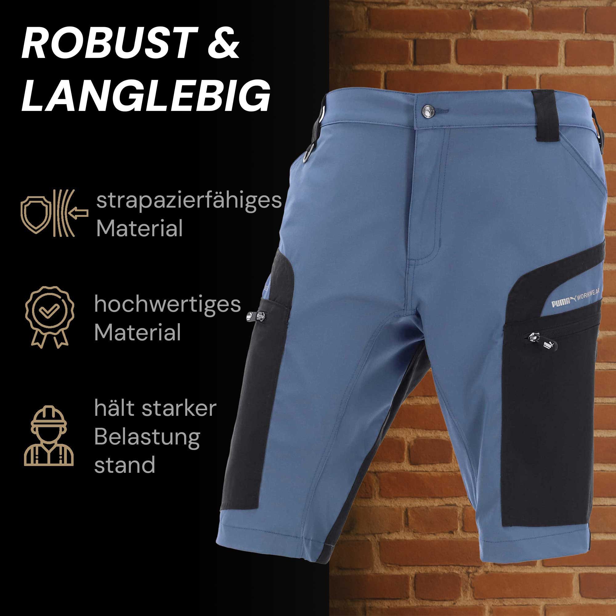 PUMA Workwear Trekkinghose PRO ONE ADVENTURE Outdoor Shorts Herren - Mit D-Ring - 4-Wege Stretch Robuste Wanderhose Herren kurz - Outdoor Hosen Herren