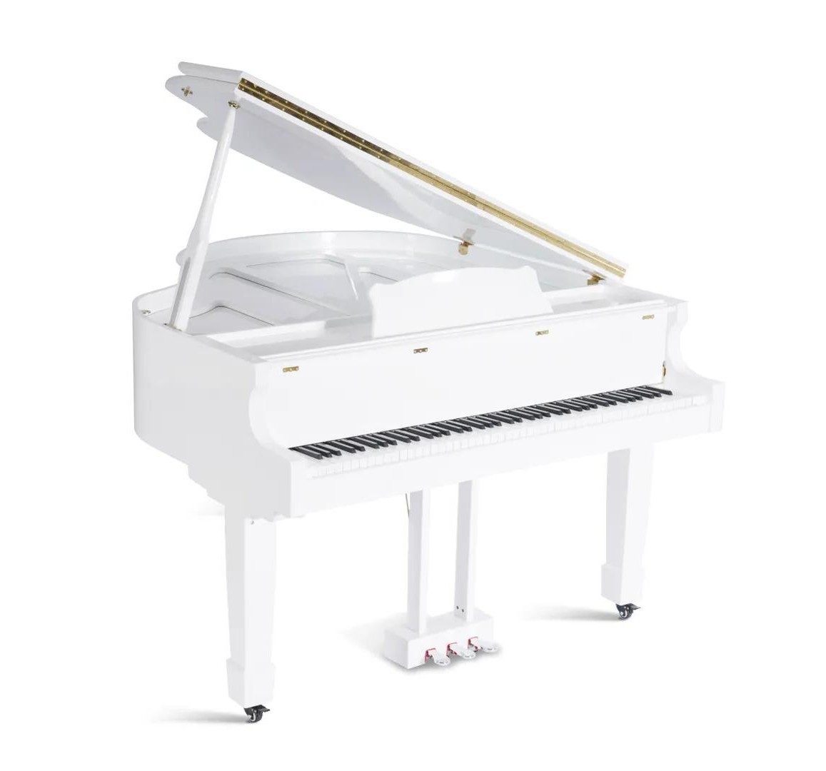 Xlmoebel Flügel Klavier Digitalpiano in Hochglanz Schwarz mit 88 Tasten und Pedalen, Made in Europa