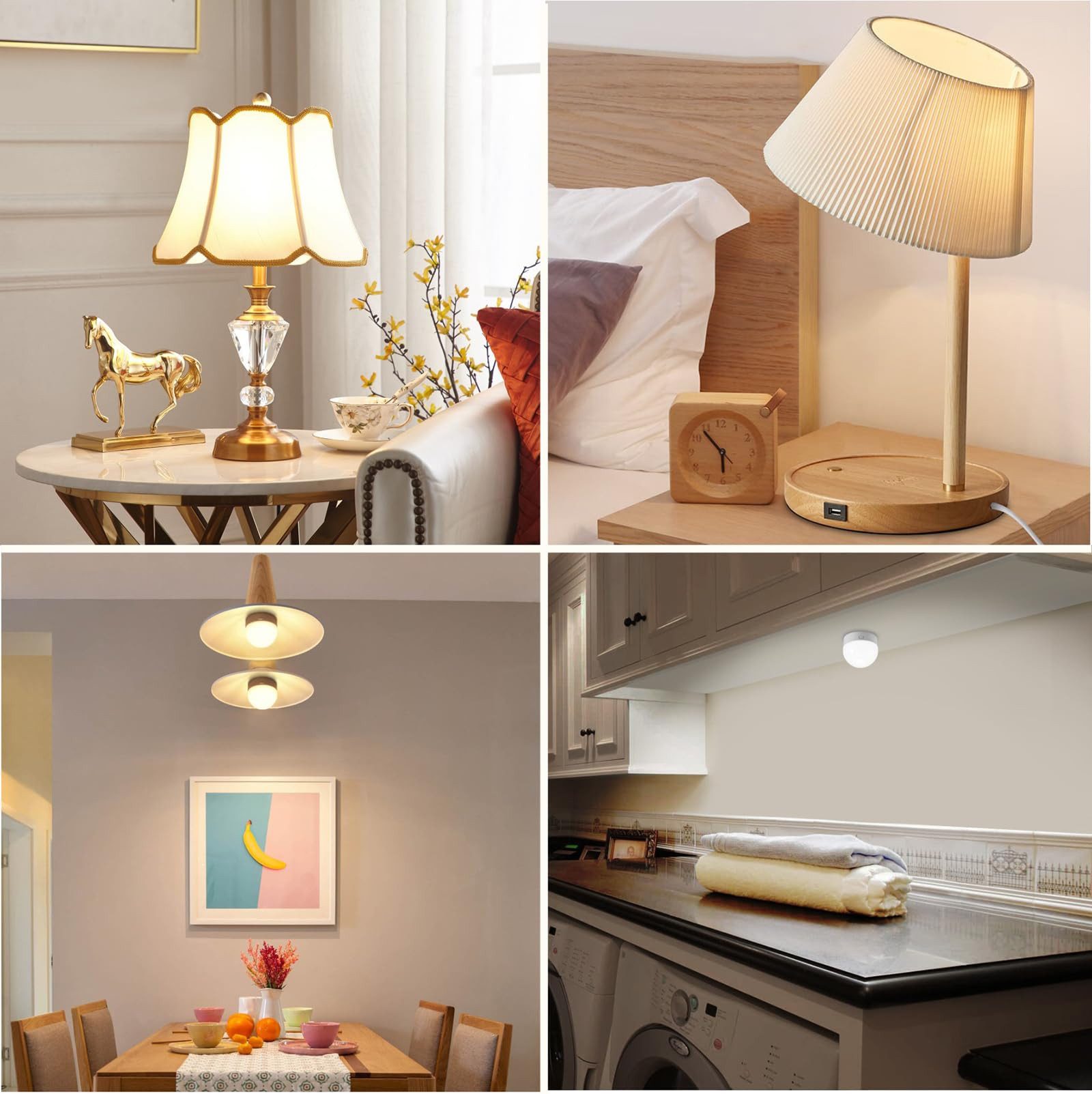 Jibenhome LED Nachtlicht USB Dimmbar LED Glühbirne, Schranklicht E27 Akku Aufladbar Batterie, 3 Farben, Wiederaufladbare mit Fernbedienung & Timing