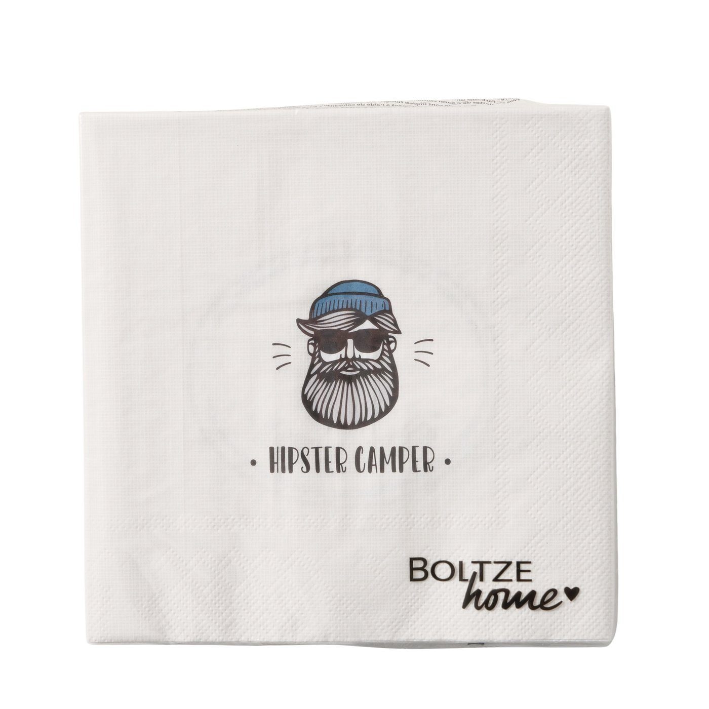 BOLTZE Papierserviette Boltze Home Papierservietten Set „Happy Camper & Hipster Camper“, (2 St)