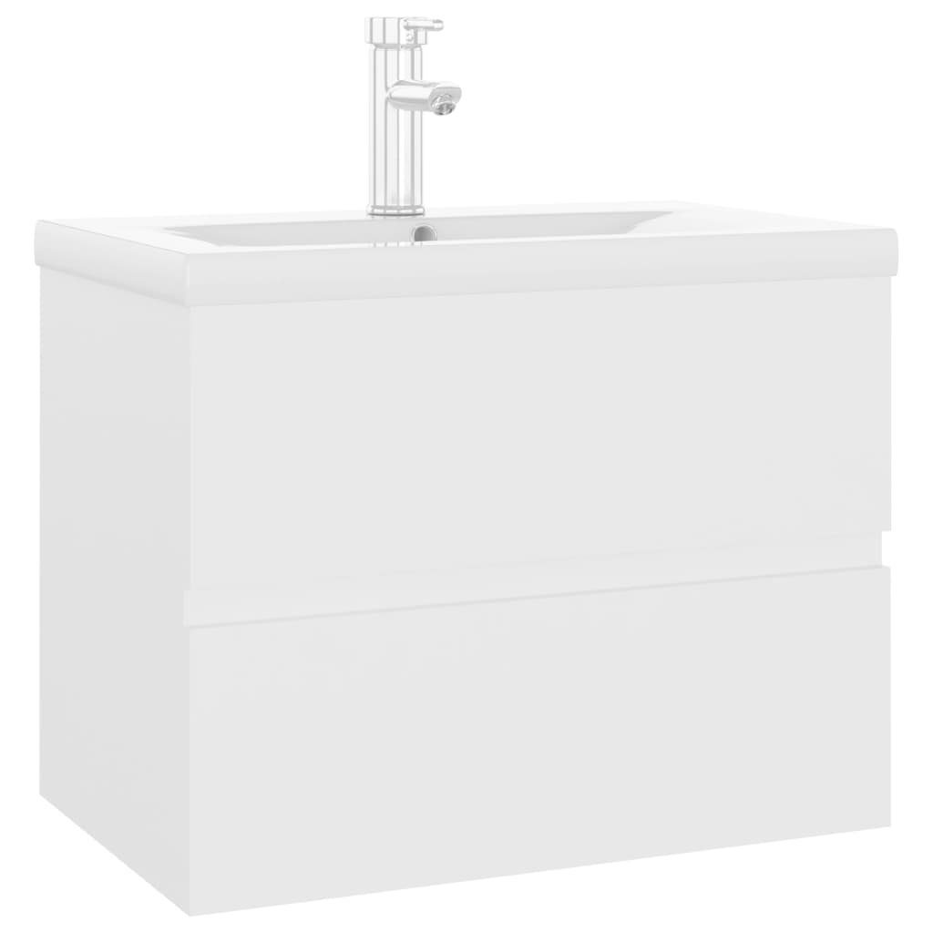 vidaXL Waschbeckenunterschrank Einbaubecken Weiß mit Holzwerkstoff Badezimmerspiegelschrank (1-St)