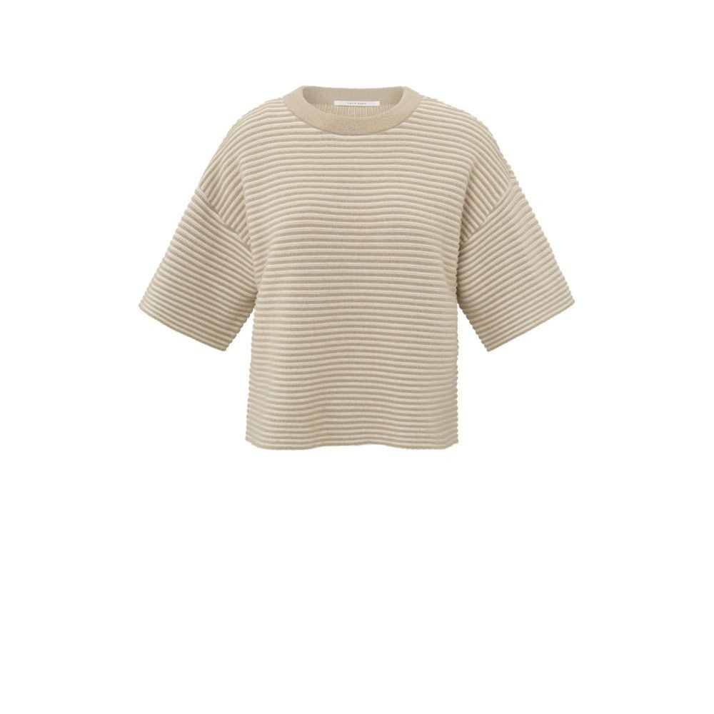 YAYA Rundhalspullover Gestreifter flauschiger Pullover mit günstig online kaufen