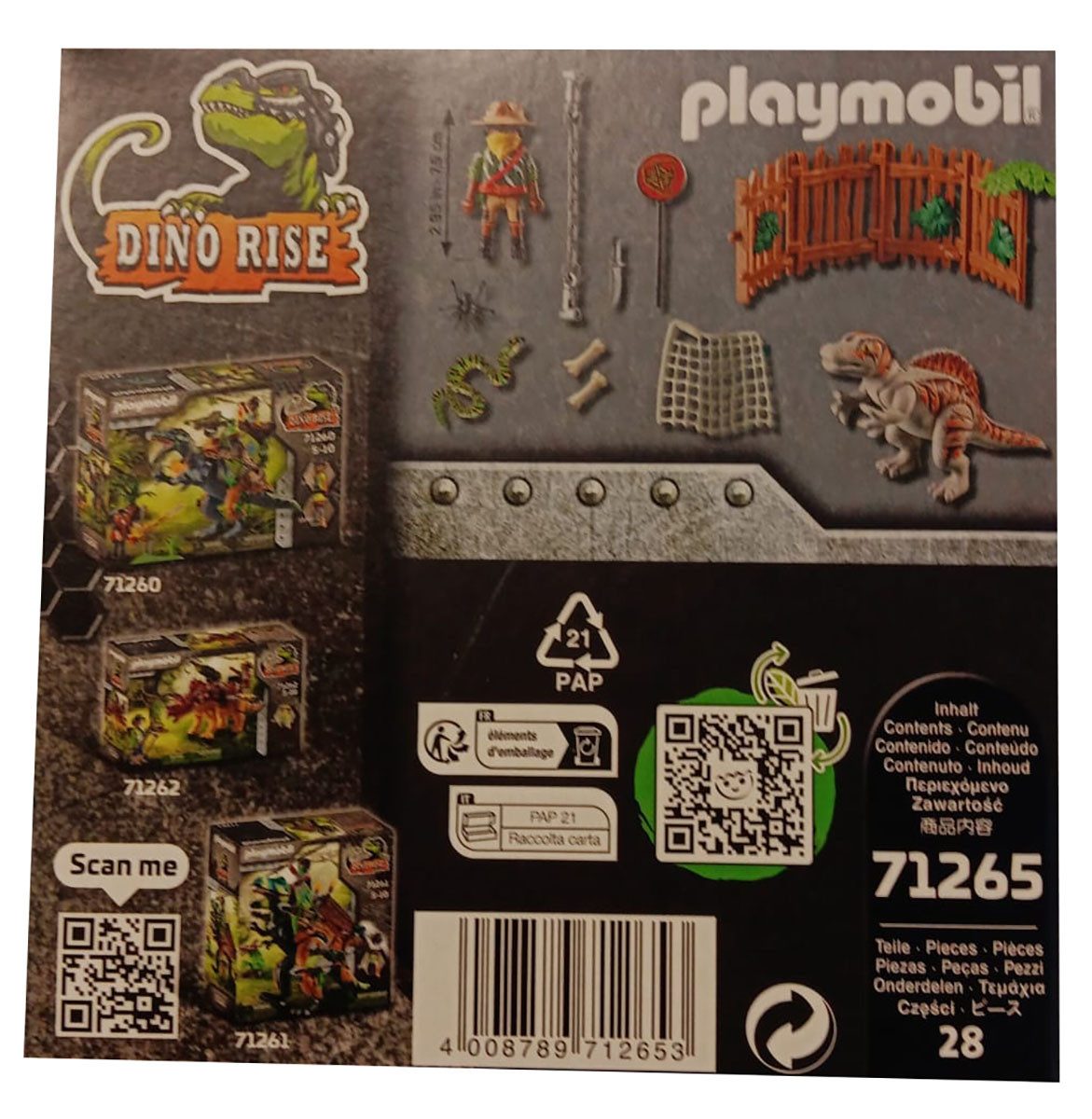 Playmobil® Actionfigur Playmobil 71265 Dino Rise Spinosaurus Baby beweglich Käfig Knochen Sch