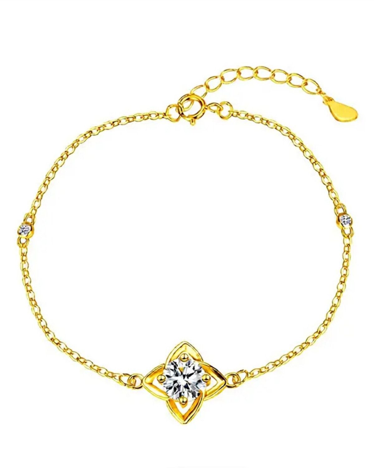 Staufergold Armkette Moissanit Armband „Single Stone“ 1 ct Gold, hypoallergen und wasserfest