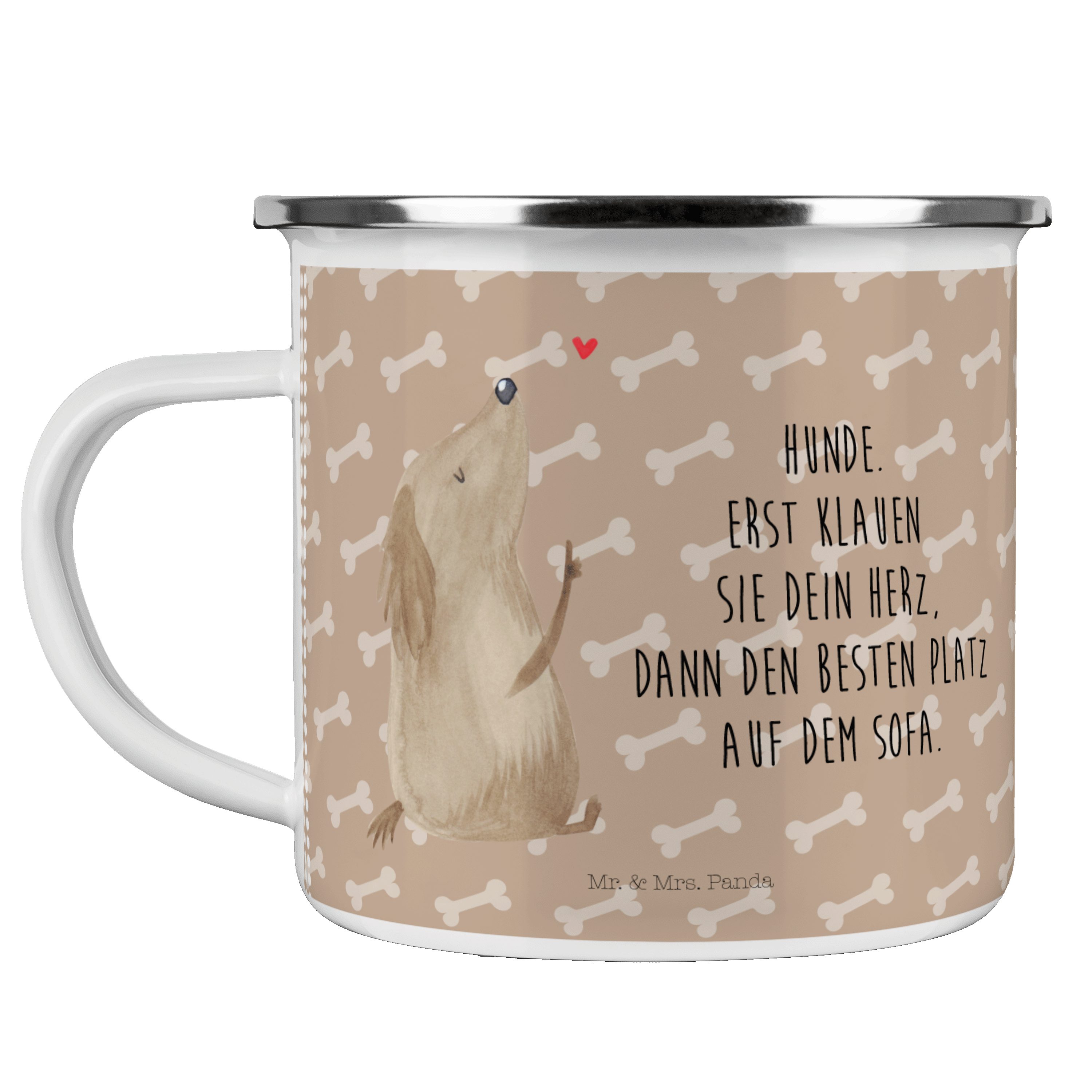 Mr. Hund Blechta, Mrs. - Geschenk, Liebe Panda & Becher Emaille - Hundeglück Hundeliebe, Campingtasse,