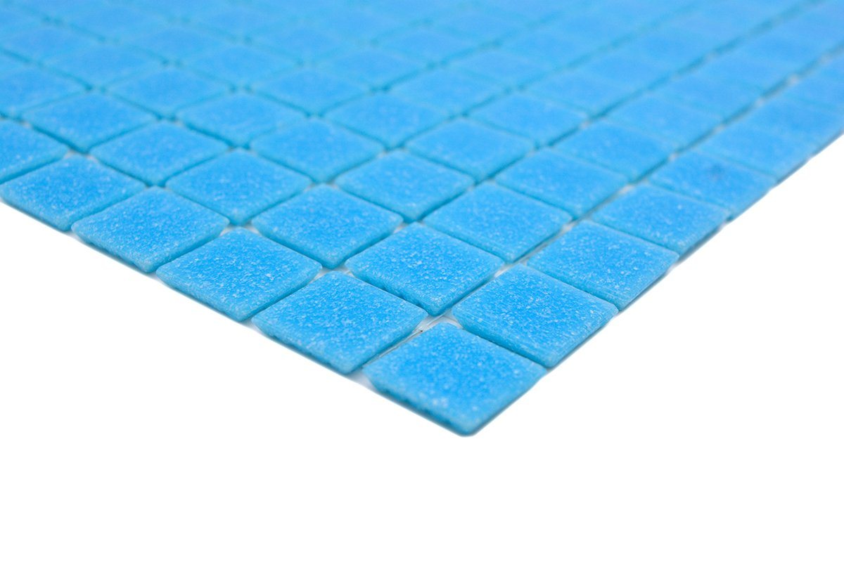 Thumbnail - Mosani Bodenfliese Quadratisches Glasmosaik Mosaikfliesen hellblau glänzend / 10 Matten