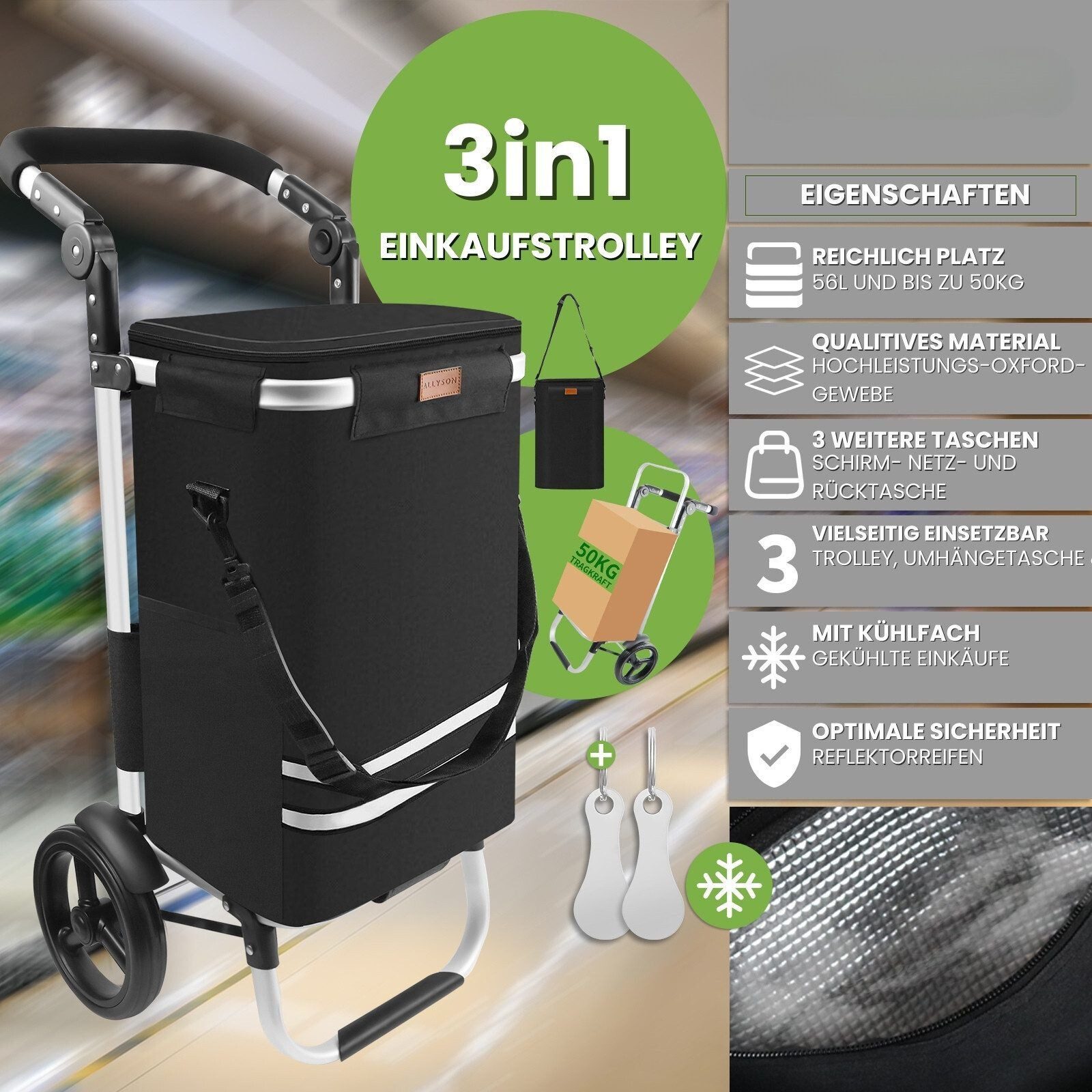 Allyson Einkaufstrolley Einkaufswagen klappbar, Einkauftrolley mit günstig online kaufen