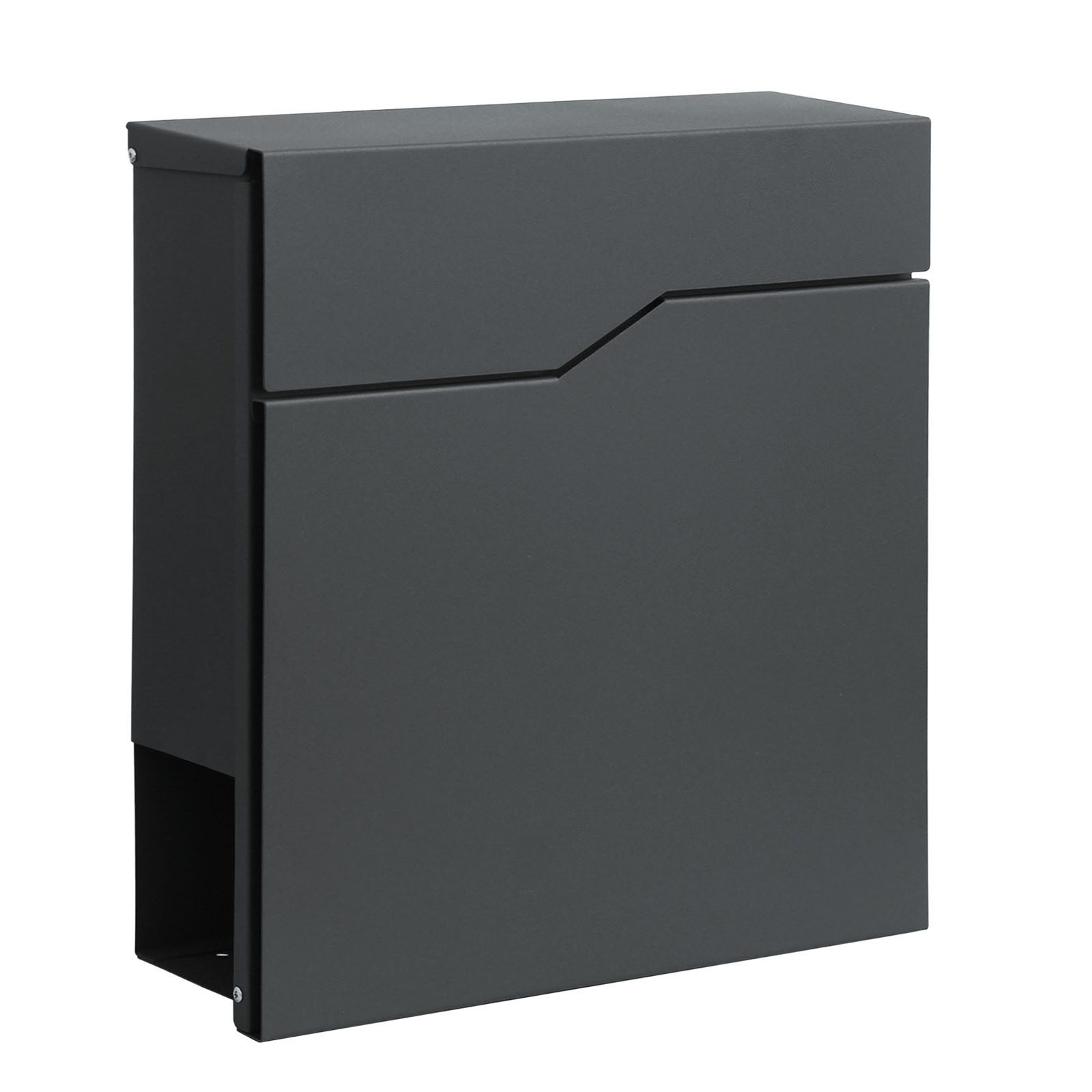 Kubus Wandbriefkasten Marcel, Langlebiger Metallbriefkasten mit integriertem Zeitungsfach, Wettergeschütztes Schloss mit zwei passenden Schlüsseln