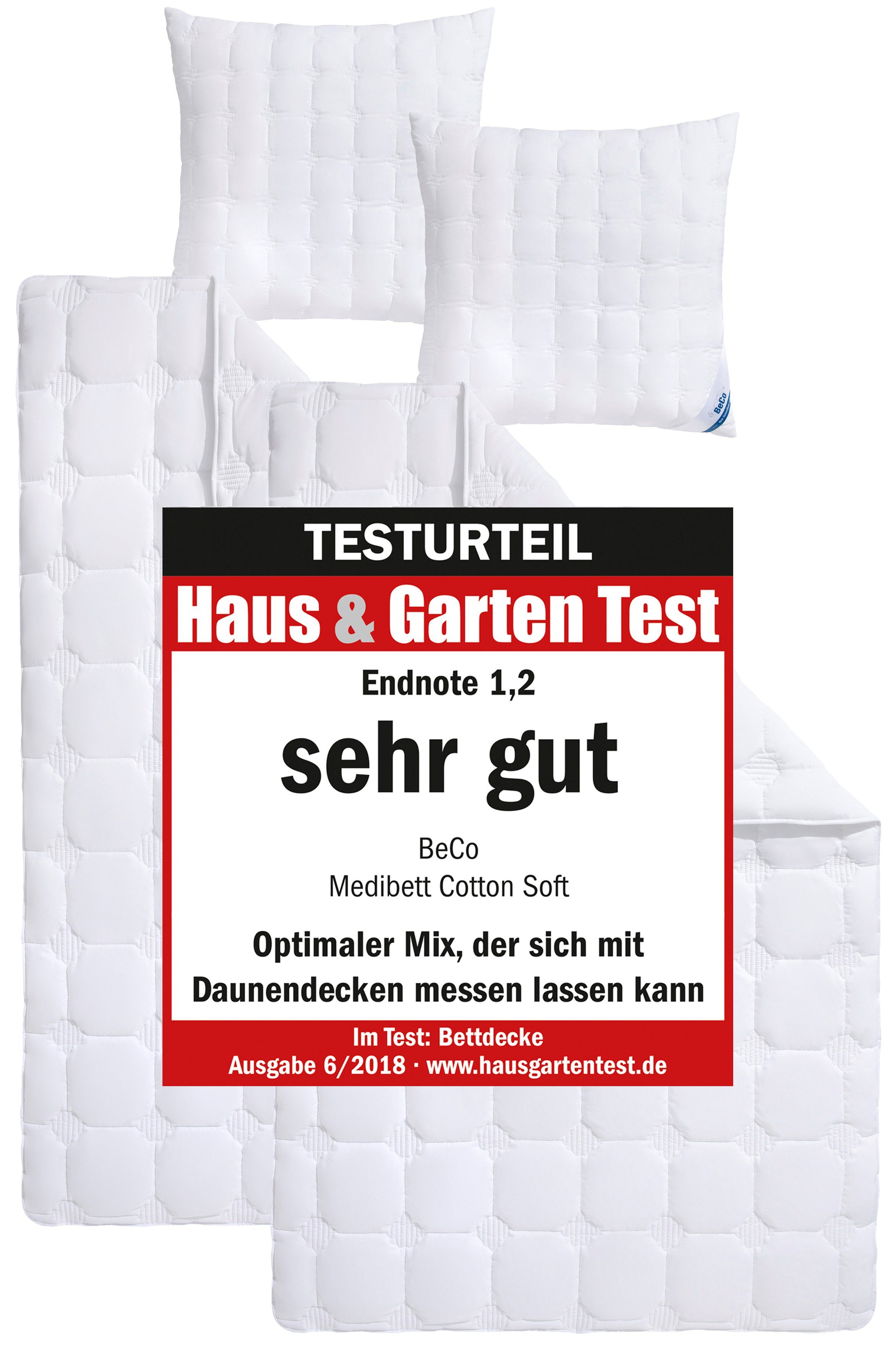 Microfaserbettdecke + Kopfkissen, Medibett Cotton 80% Garten "Sehr gut" Füllung: bewertet* 20% Sommer Von Winter, Beco, cm, mit in Baumwolle, & Polyester, Bettwaren-Set Testurteil: Polyester, Bezug: Soft, oder Haus 135x200