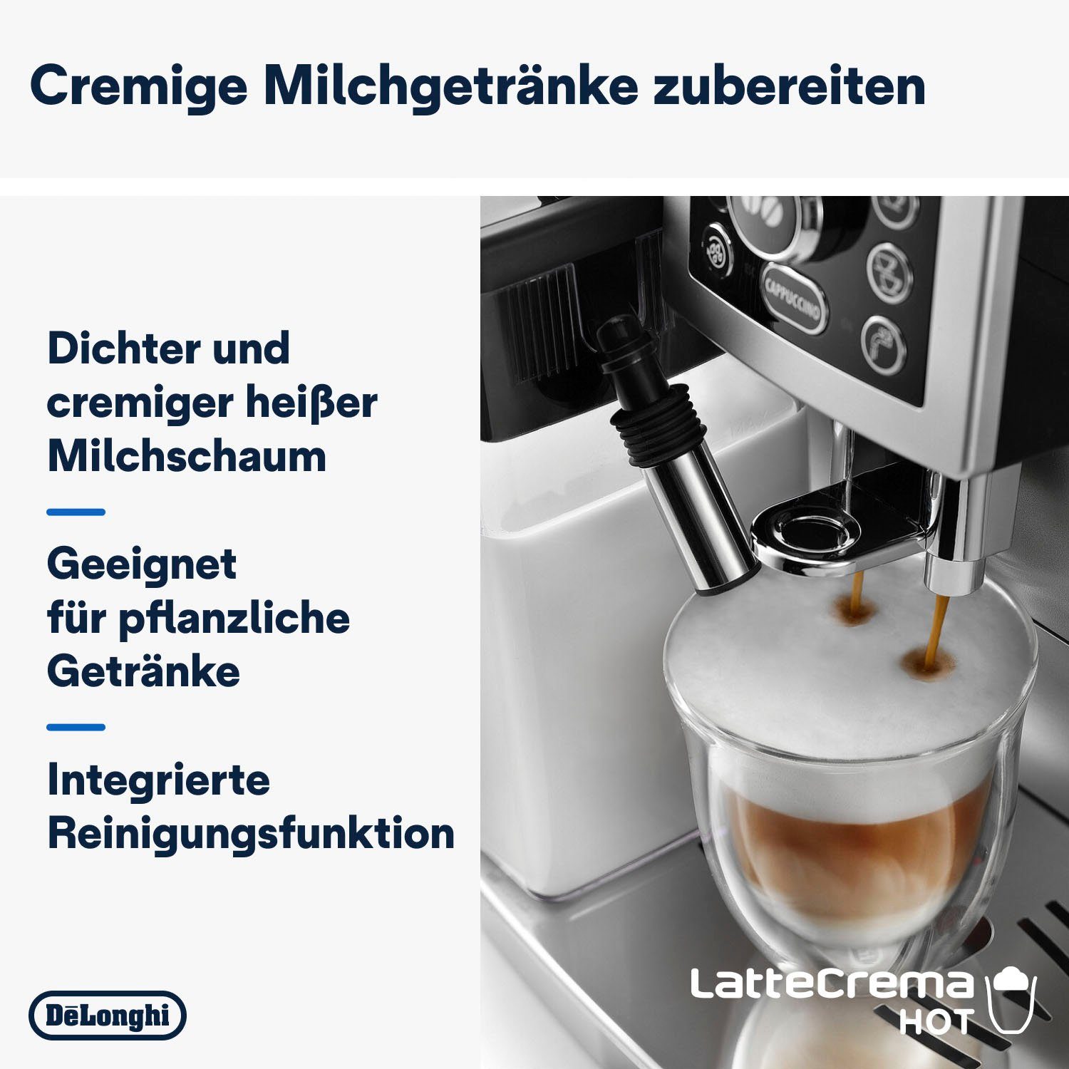 Silber ECAM mit Milchsystem, De'Longhi LatteCrema Kaffeevollautomat 23.466.S,