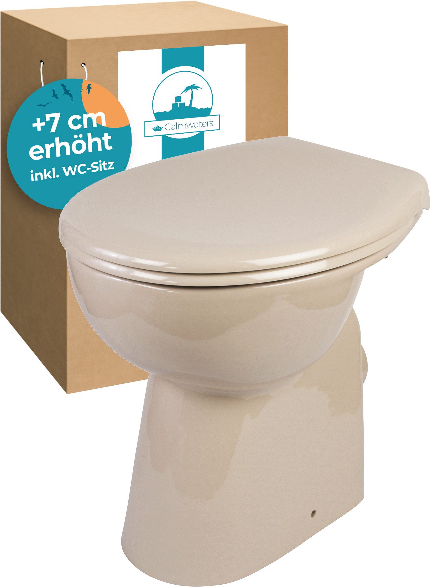 Calmwaters Tiefspül-WC Stand-WC spülrandlos mit Erhöhung, günstig online kaufen