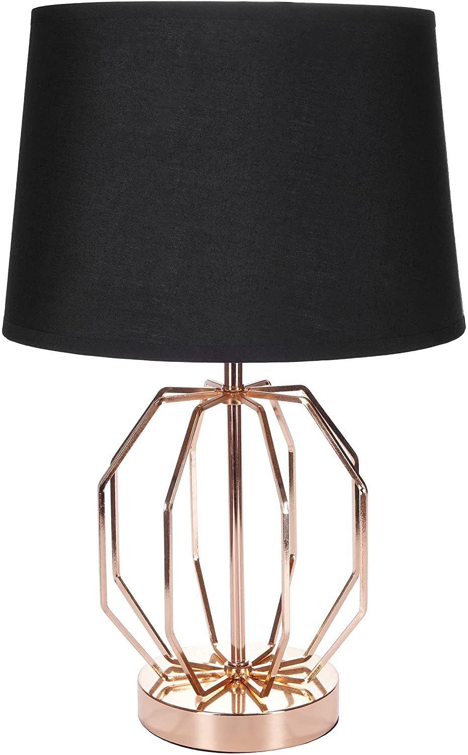 BRUBAKER Nachttischlampe Vintage Tischlampe Gold Gitter Muster, ohne Leuchtmittel, Moderne Tischleuchten mit Metallfuß, Höhe 45 cm, Deko Nachttischlampen