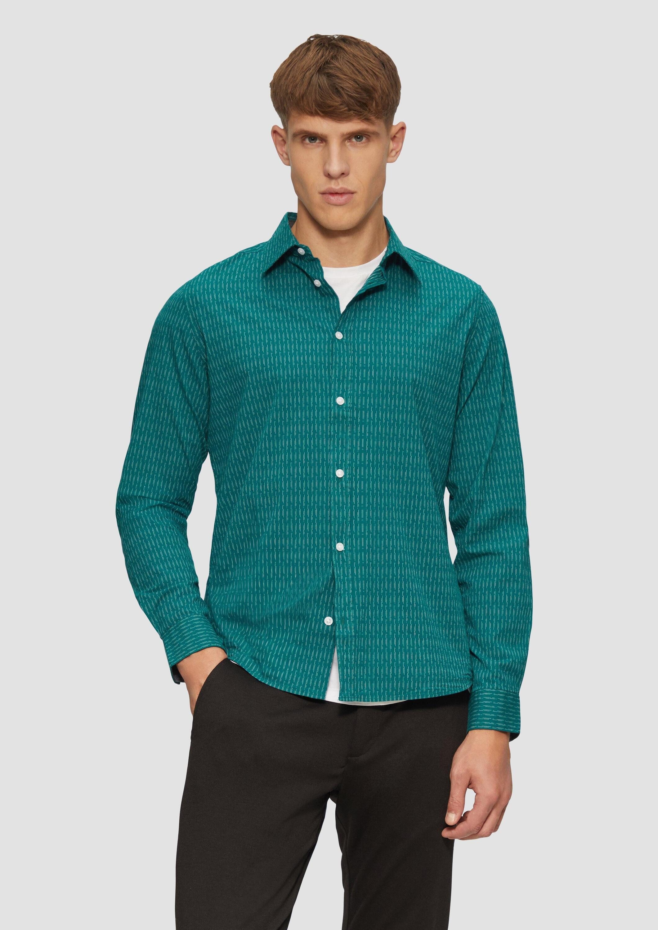 s.Oliver Langarmhemd Hemd Slim Fit: Gemustertes Hemd aus Baumwollstretch günstig online kaufen