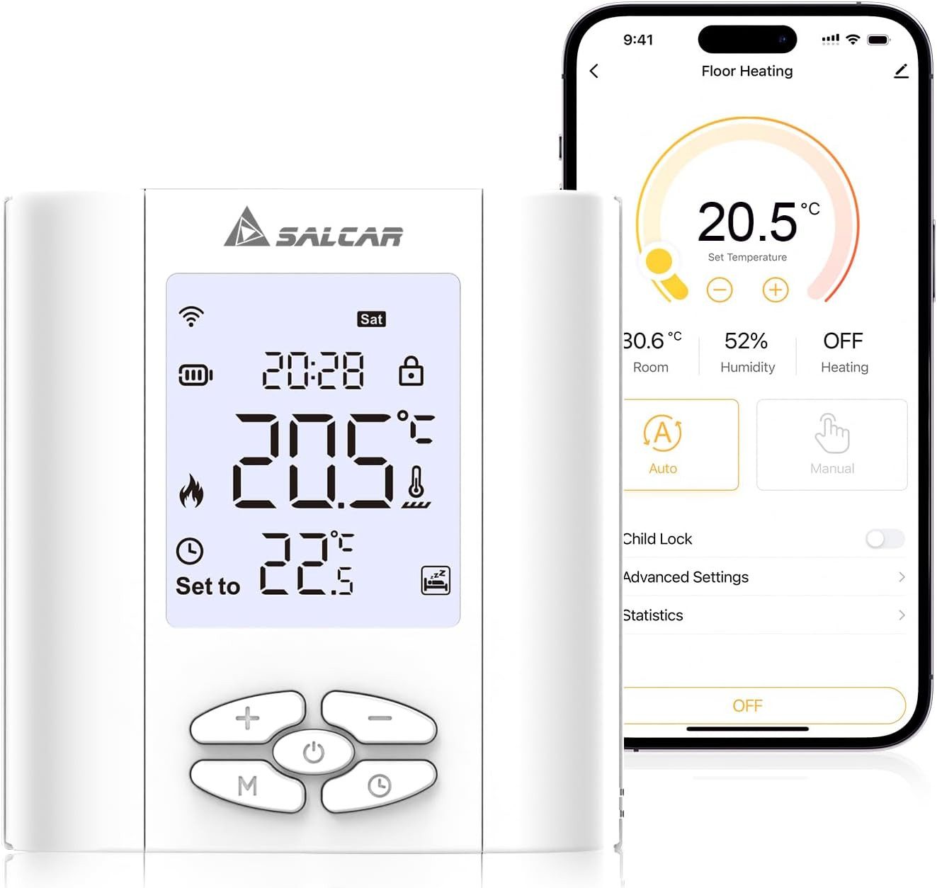 Salcar Raumthermostat Smart Thermostat WLAN Heizungsthermostat mit Luftfeuc günstig online kaufen