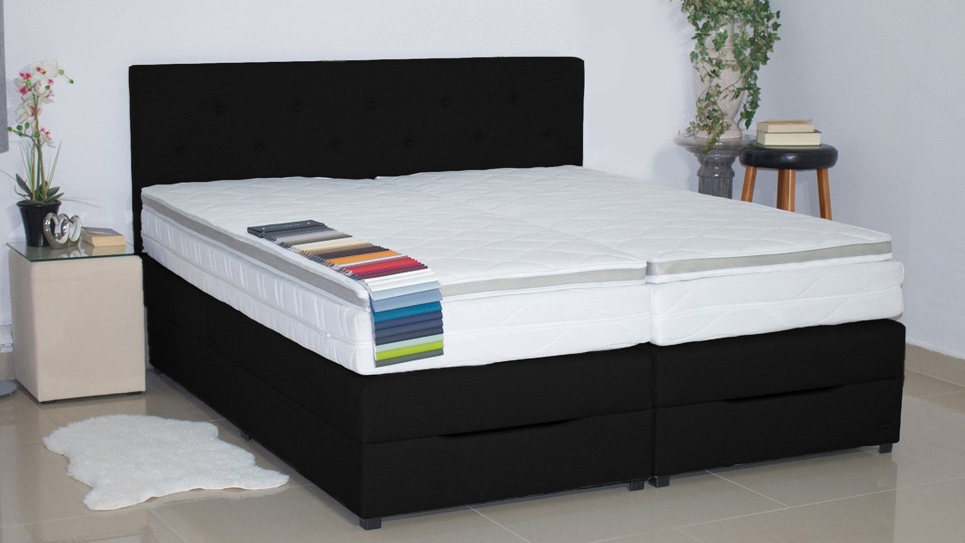 PAARA Boxspringbett Rio mit Bettkasten Kopfteil günstig online kaufen