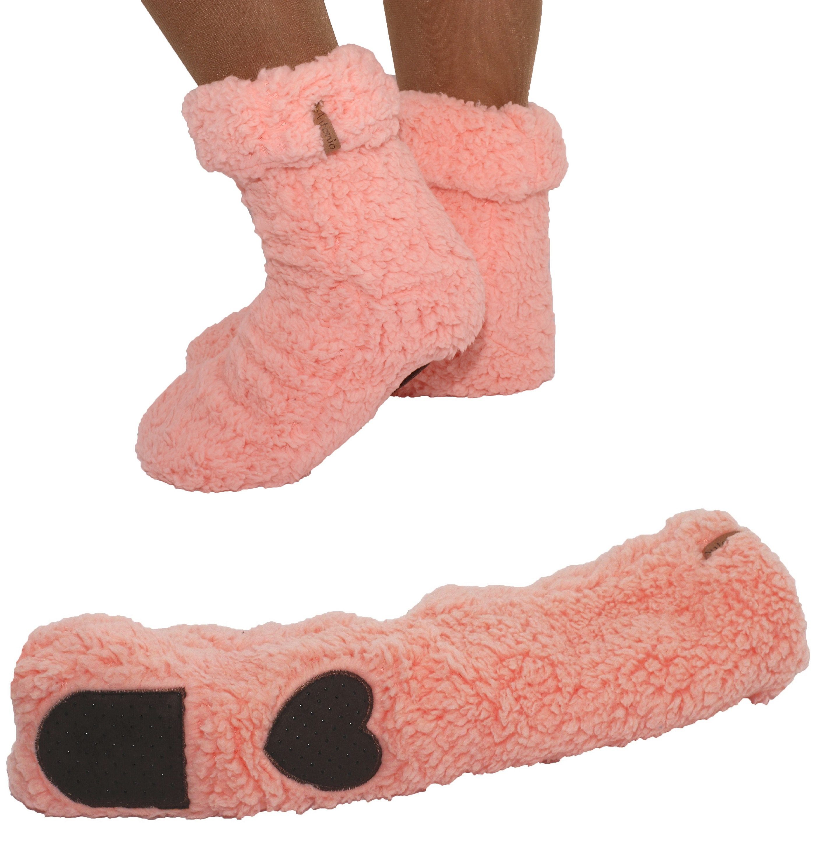 Haussocken Hüttensocken Hausschuhe Herz-ABS-Sohle Mähmäh ONE SIZE 35-42 Farbe: