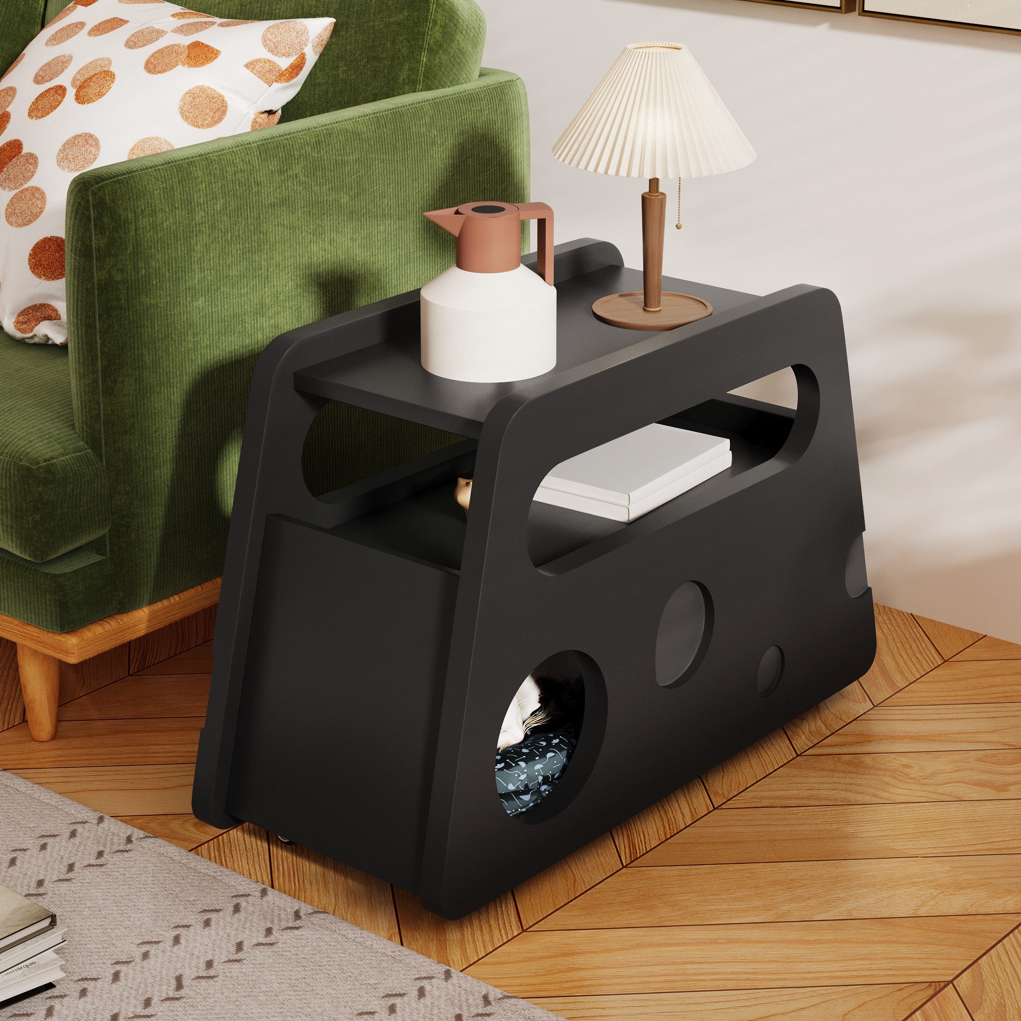 STILVORA Couchtisch Moderne Beistelltisch schwarz mit Rollen,Aufbewahrungsw günstig online kaufen