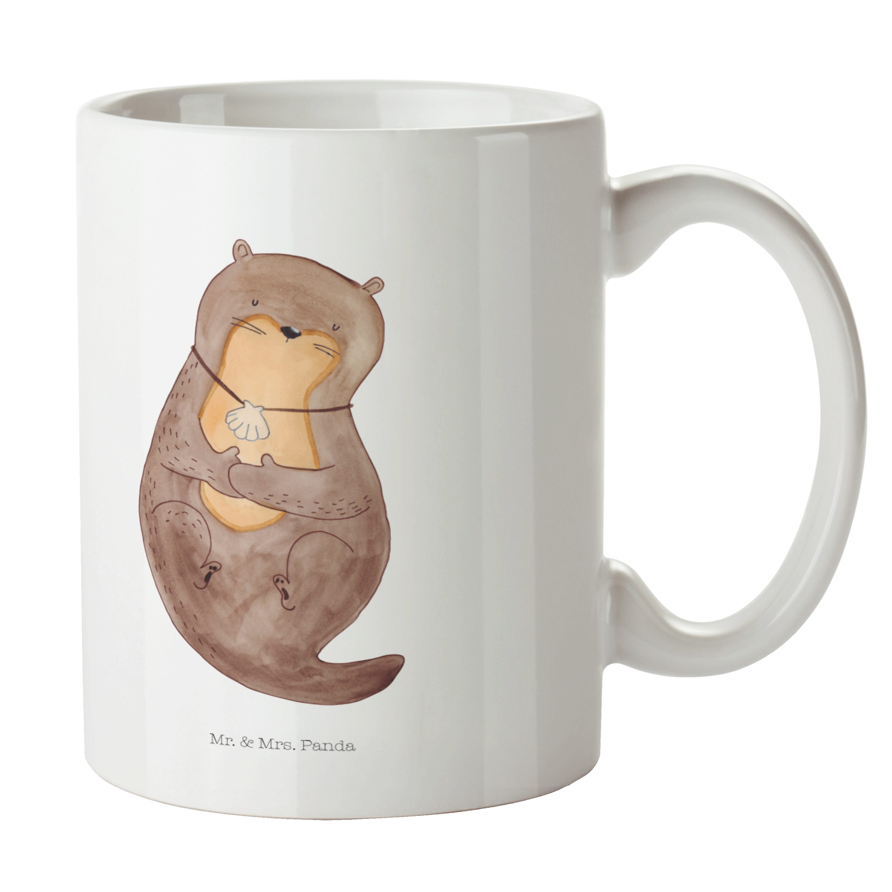 Mr. & Mrs. Panda Tasse Otter mit Muschelmedaillon - Weiß - Geschenk, niedlich, Tagträumen, T, Keramik | Tassen