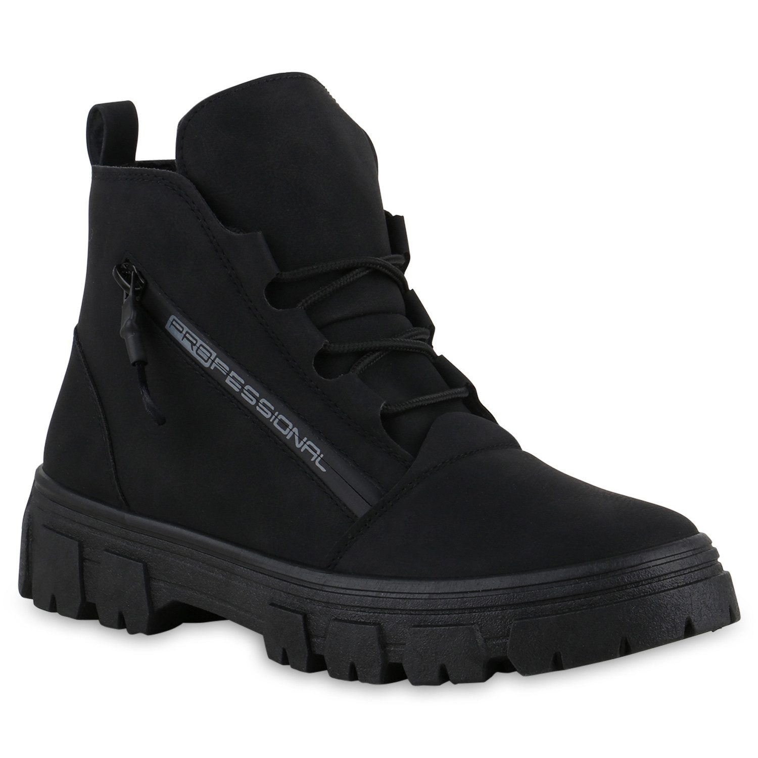 VAN HILL Damen Warm Gefüttert Schnürstiefeletten Stiefeletten Zipper Schuhe günstig online kaufen