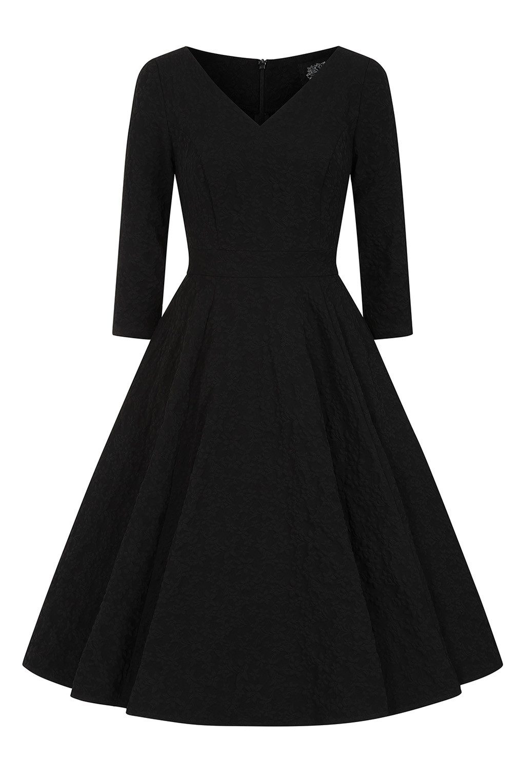 Hearts & Roses London A-Linien-Kleid Piper Black Floral Blumen Vintage Retro 50er