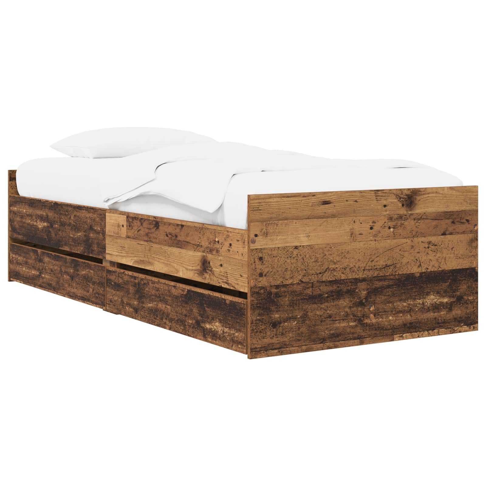 vidaXL Bett Bettrahmen Altholz Holzwerkstoff (1-tlg)