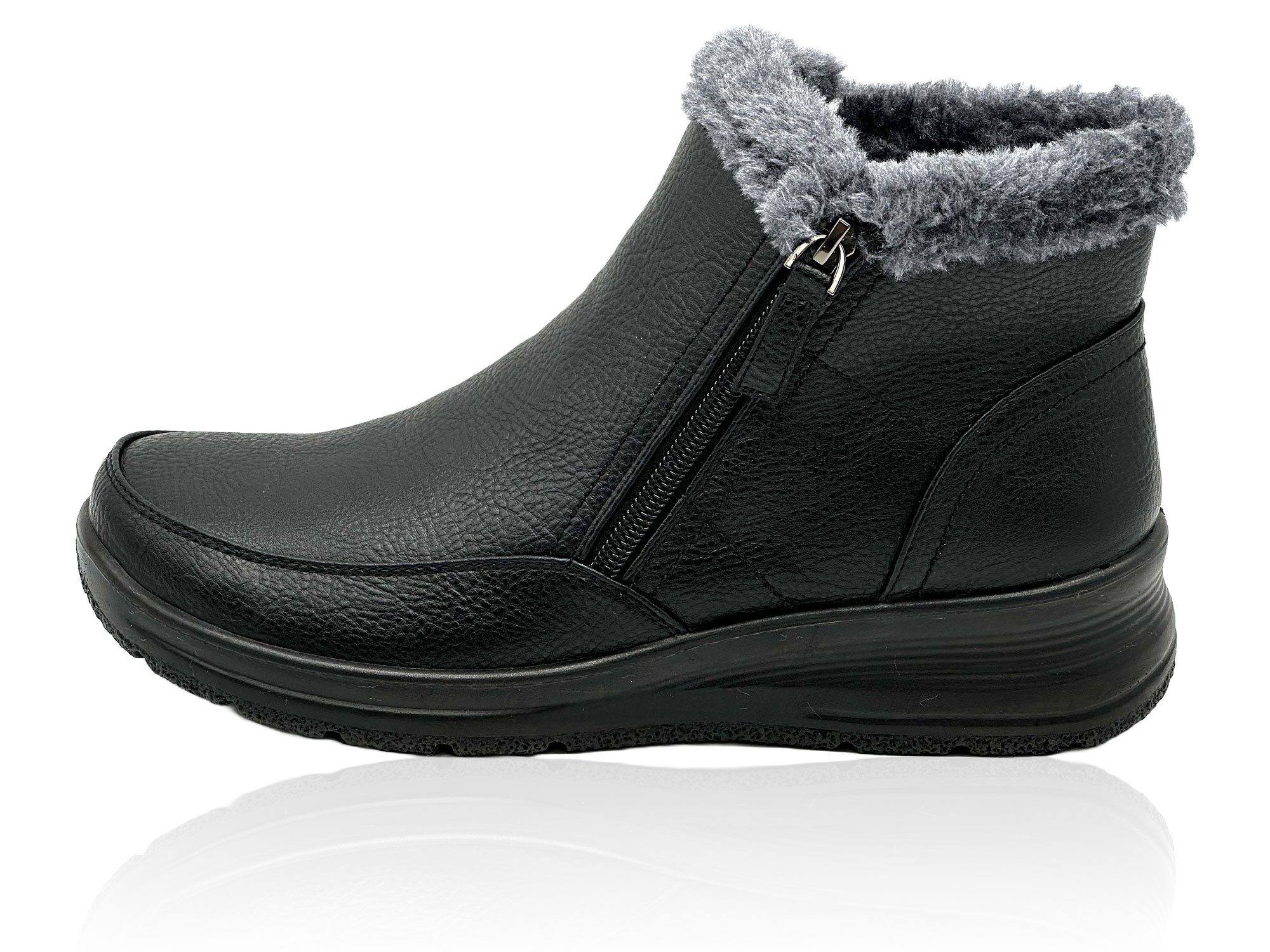 Nowaland Damen Warm Gefütterte Winter-Stiefeletten mit Reißverschluss Winterboots Weiches Innenfutter, leichtes Tragegefühl, praktische Reißverschlüsse