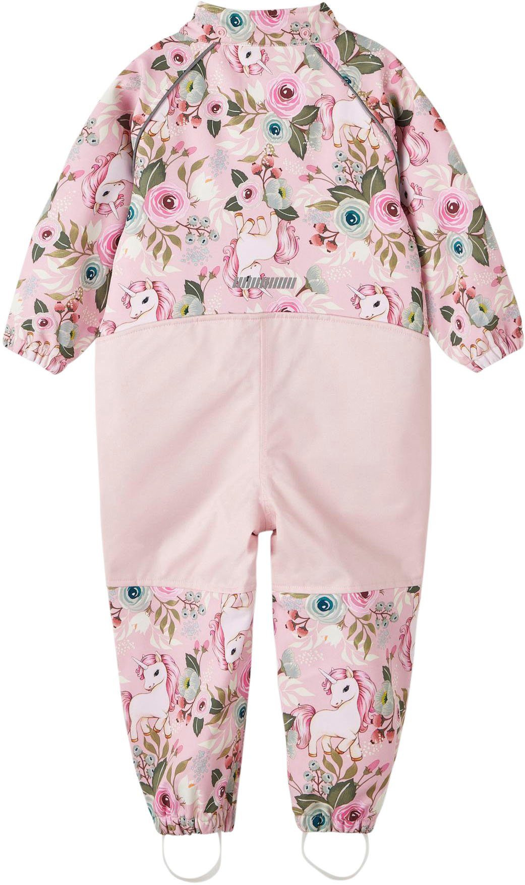 NOOS Name FLORAL 2FO nectar Softshelloverall SUIT It NMFALFA pink