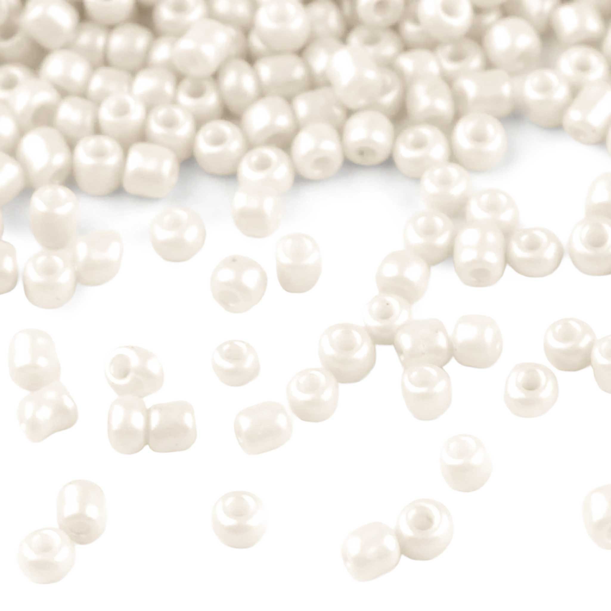 maDDma Bastelperlen 50g Rocailles Glasperlen 2mm Rocaillesperlen Perlen Schmuck, (50g-Abpackung 1-tlg), creme
