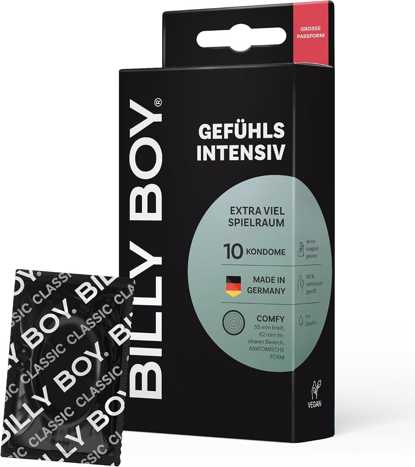 Billy Boy Einhand-Kondome BILLY BOY VIEL GEFÜHLSINTENSIV 10ER Single, 10 St., Single Paket, Gefühlsintesiv