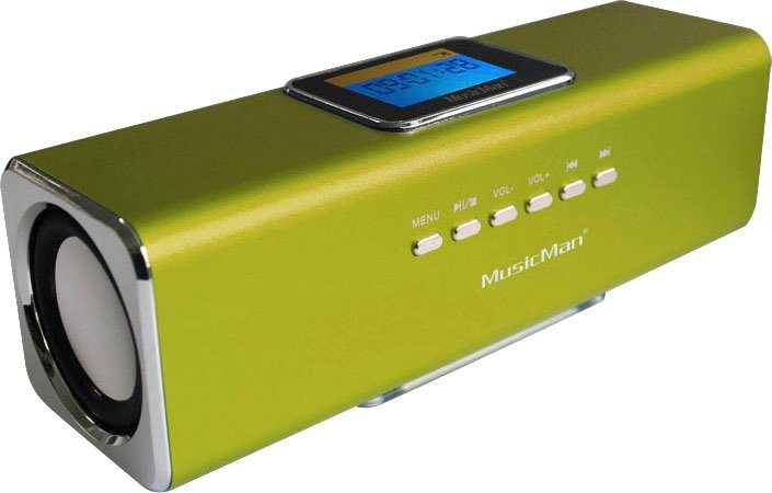 Technaxx MusicMan MA Display Soundstation 2.0 Portable-Lautsprecher (6 W),  Integriertes Stereo-FM-Radio + Line-in/AUX (3,5mm/analoger Audioeingang)
