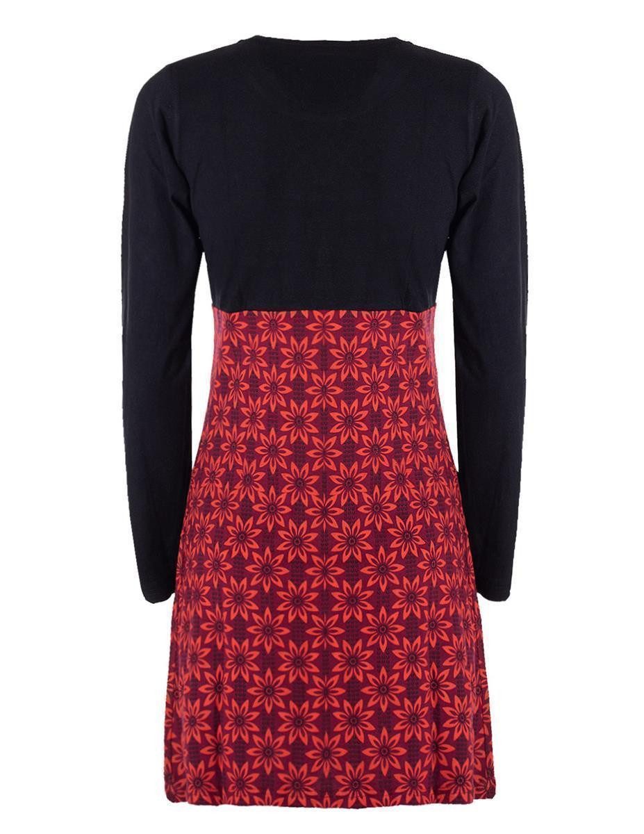 Vishes Tunikakleid Damen Langarm Longshirt-Kleid Sweatkleid Tunika-Kleid Shirt-Kleid Ethno, Goa, Hippie Style
