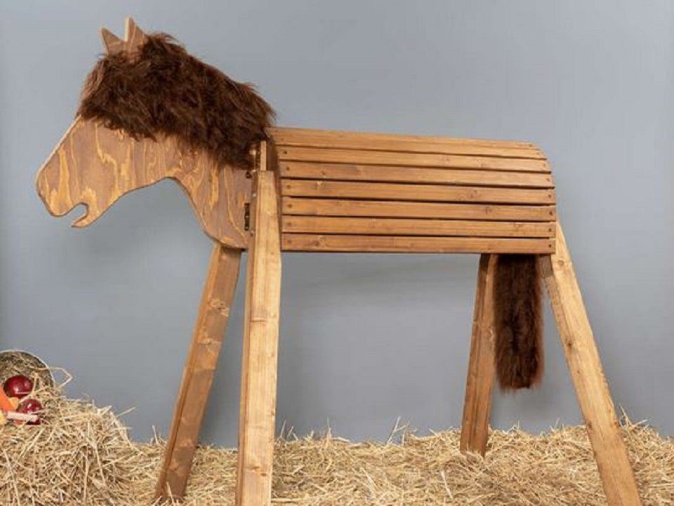 Dein Holzpferd Holzpferd Holzpferd Mia, Holzpferd Mia - 100cm Sitzhöhe mit flauschiger Plüschmähne