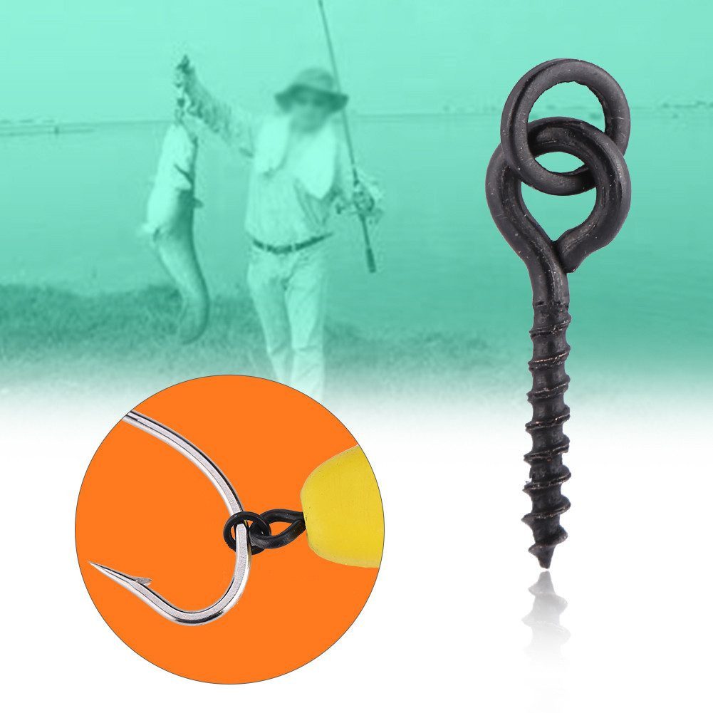 GARRYFIZH Kunstköder 10x Köderschrauben matt schwarz - Bait Screws für Boilies & Pop-Ups, Robuste Boilie-Schrauben, matt schwarz, für Karpfen-Rigs & Köder