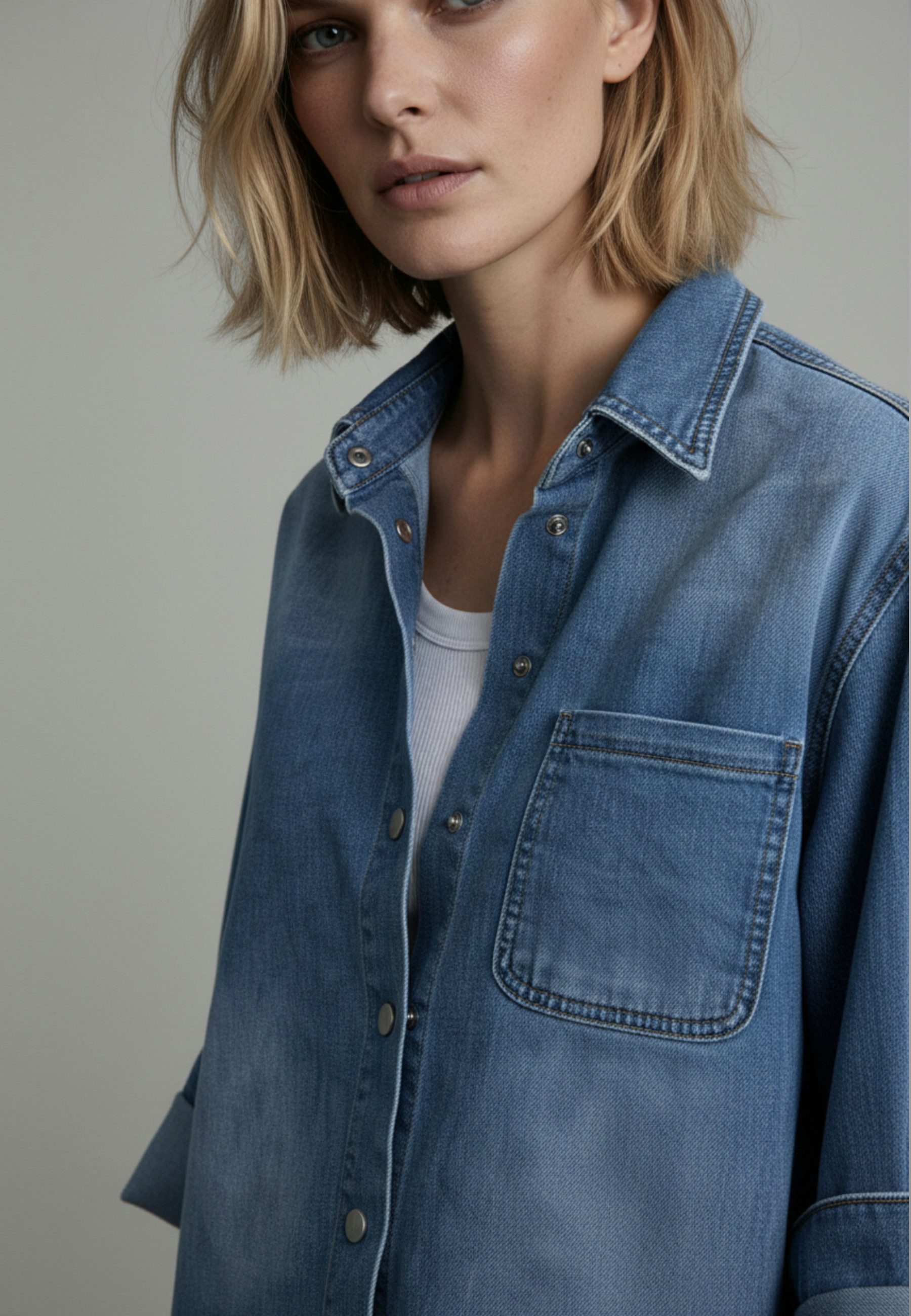 Andijamo-Fashion Jeansbluse SOFT DENIM Weiches elastisches Soft Denim günstig online kaufen