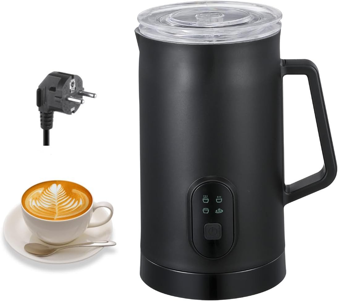 AURIVION Milchaufschäumer 4-in-1 elektrischer Milchaufschäumer 350ml aus Edelstahl, 400 W, Automatischer Milchschäumer für heißen & kalten Milchschaum