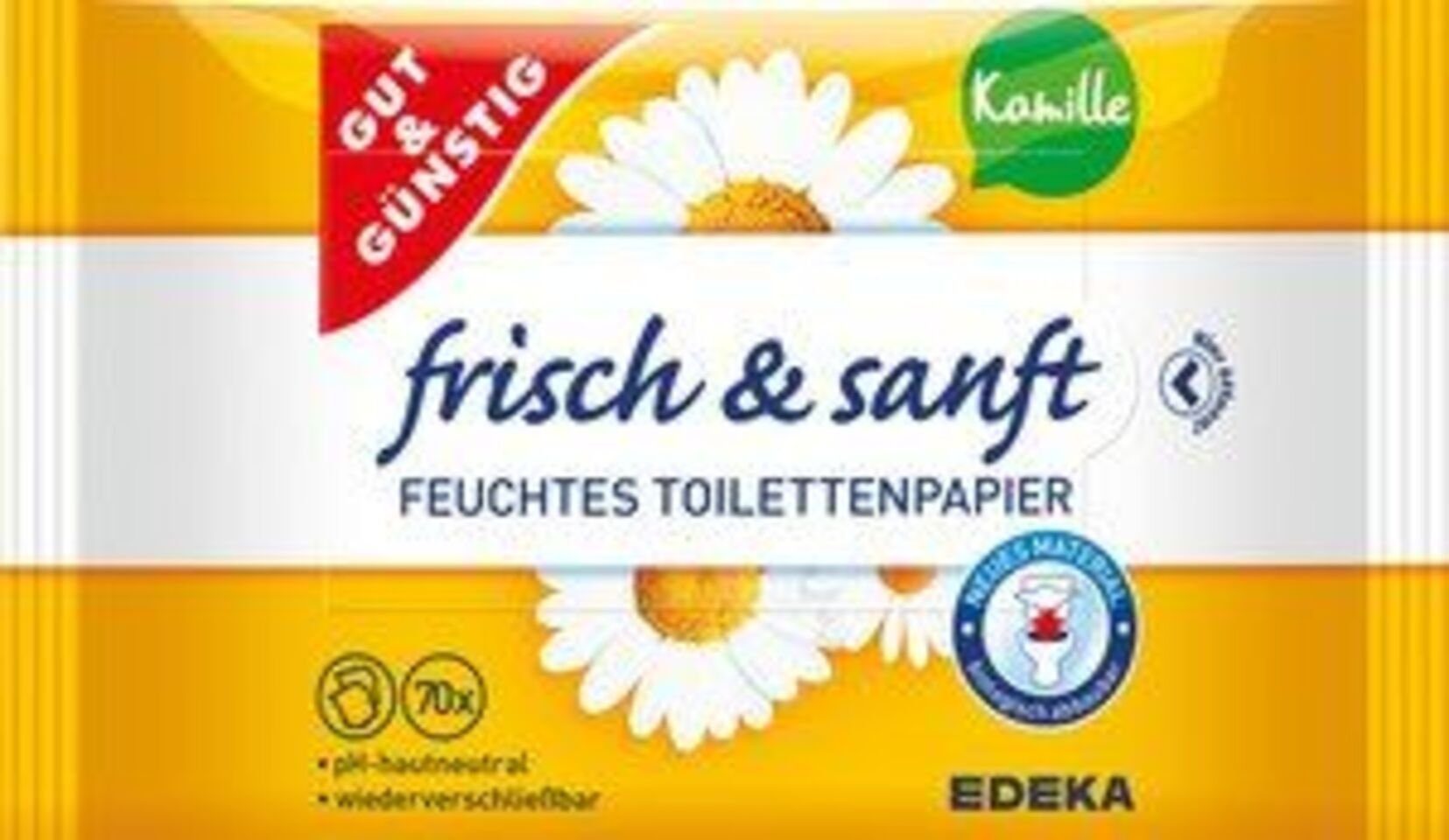 Gut & Günstig feuchtes Toilettenpapier feuchtes Toilettenpapier Kamille 2x70er NF 00274869, 1-tlg.