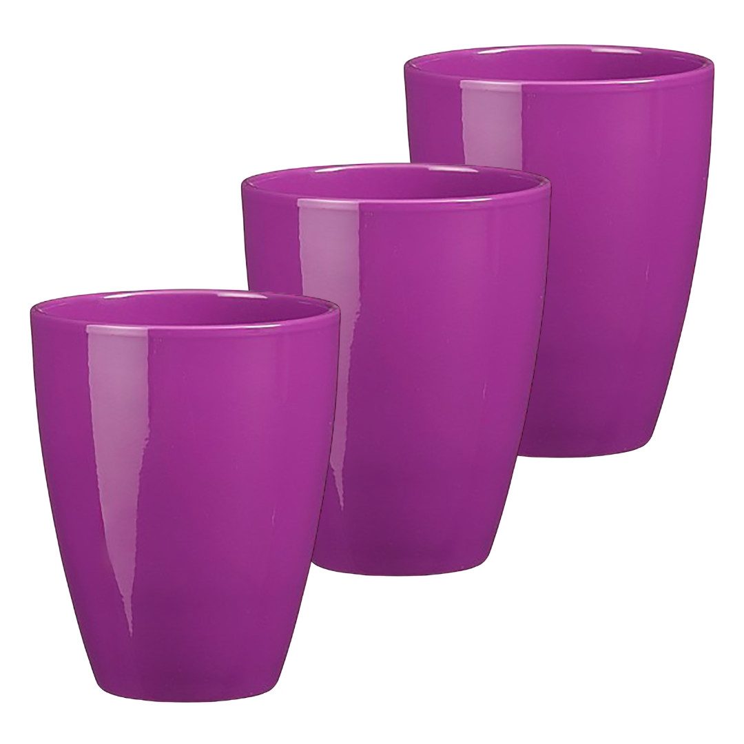 Annastore Übertopf 3 x Orchideentopf aus Keramik - Orchideenübertopf - Blumenübertopf, H 17 cm - Ø 13,5 cm