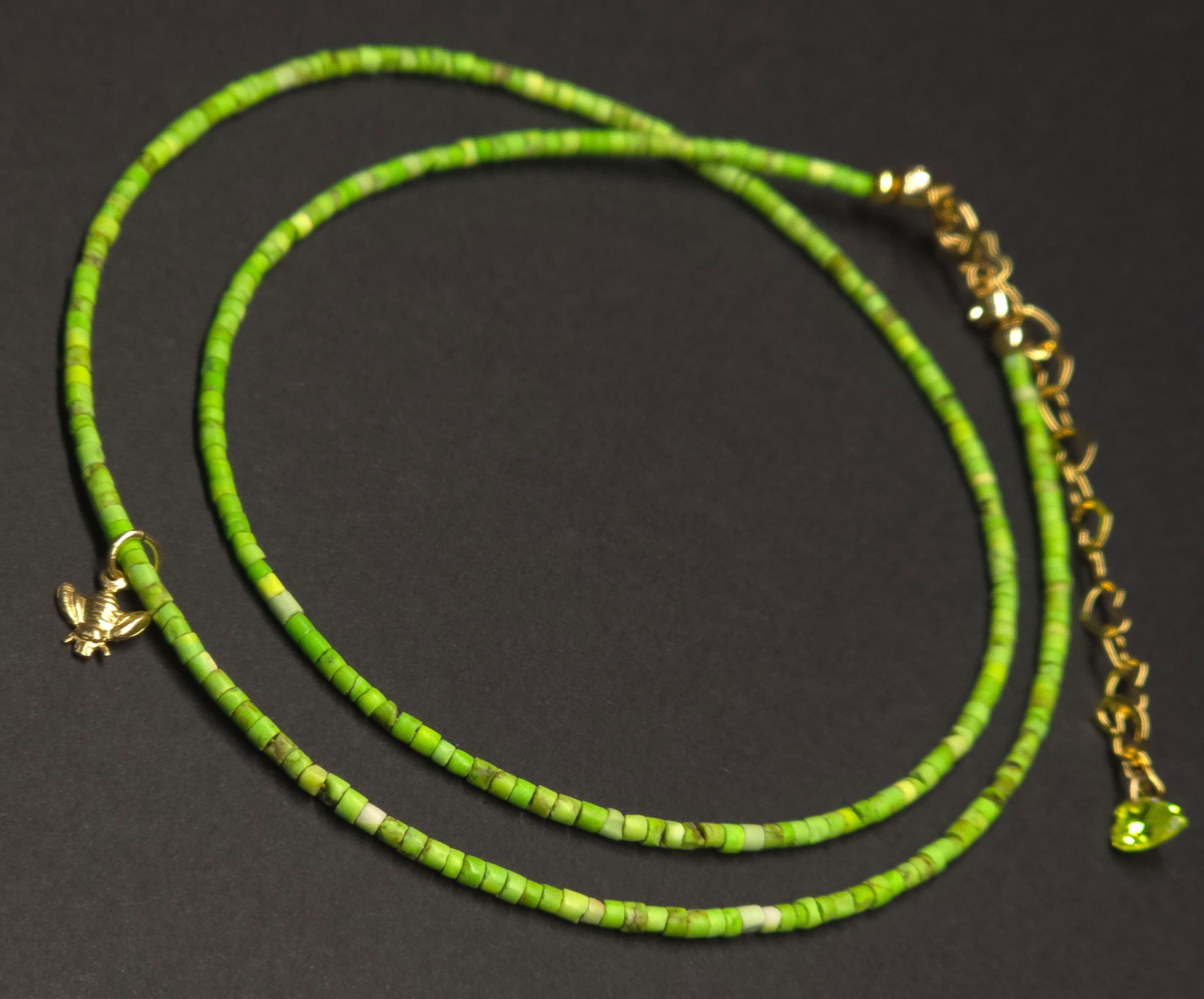 GOLDEN Charm-Kette Imperial Jaspis Halskette mit 14K Gold Filled Biene, Handgemacht